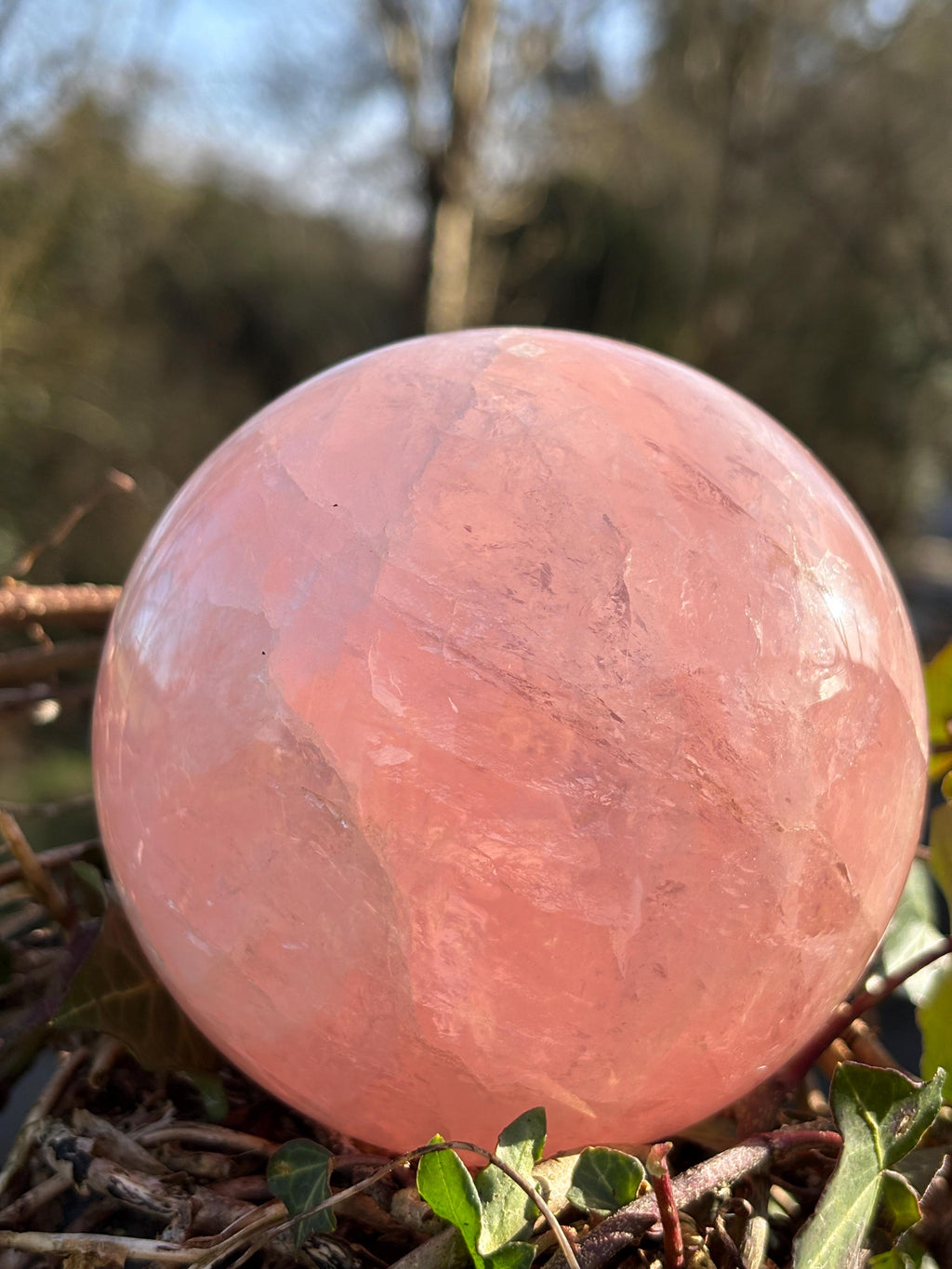 Large Rose Quartz Sphere | Deep Pink Brazilian Crystal, Healing Stone