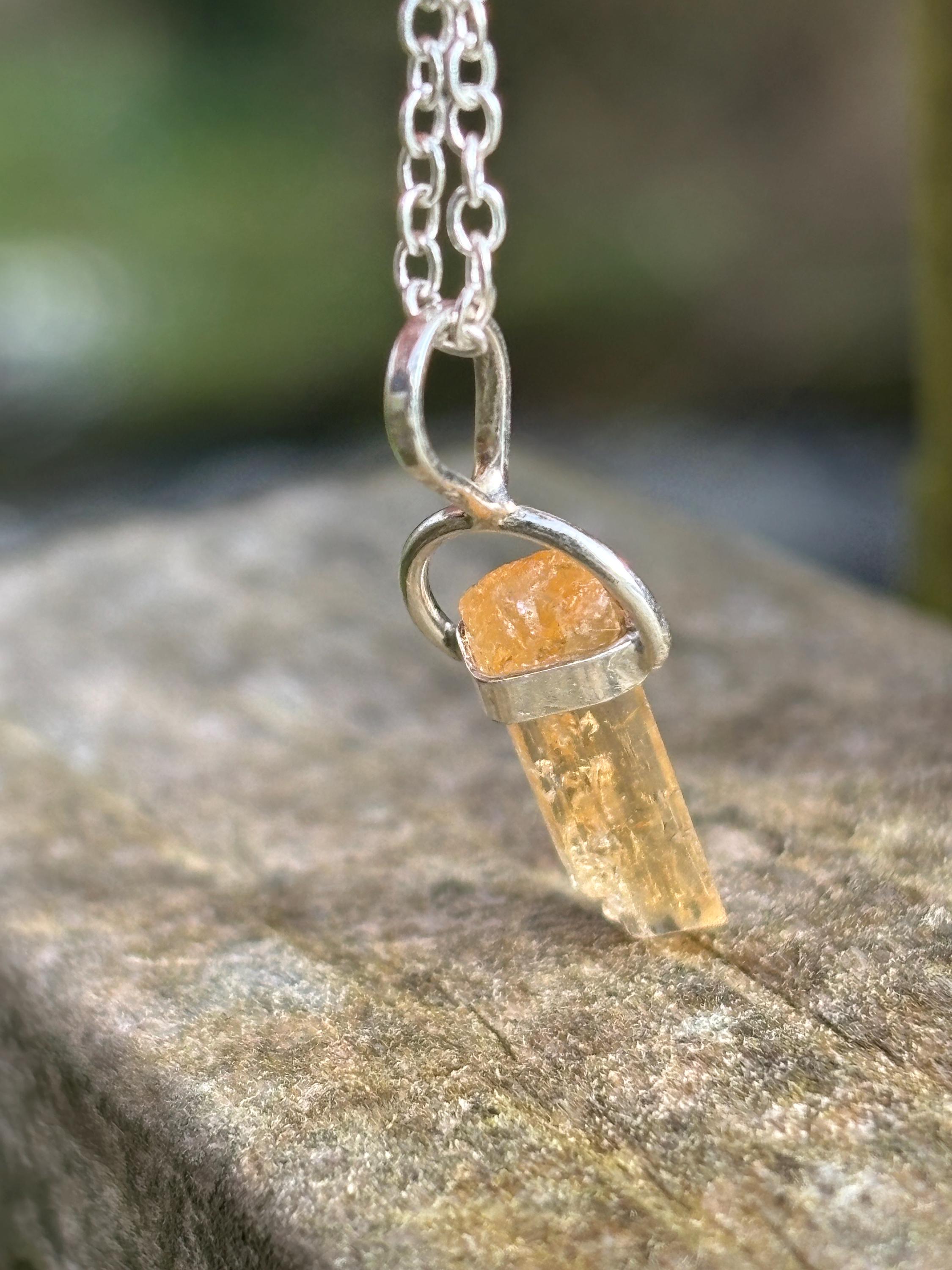 Imperial Topaz Pendant 925 Silver | Natural Golden Gemstone Necklace | Luxury Healing Jewelry | Abundance Stone
