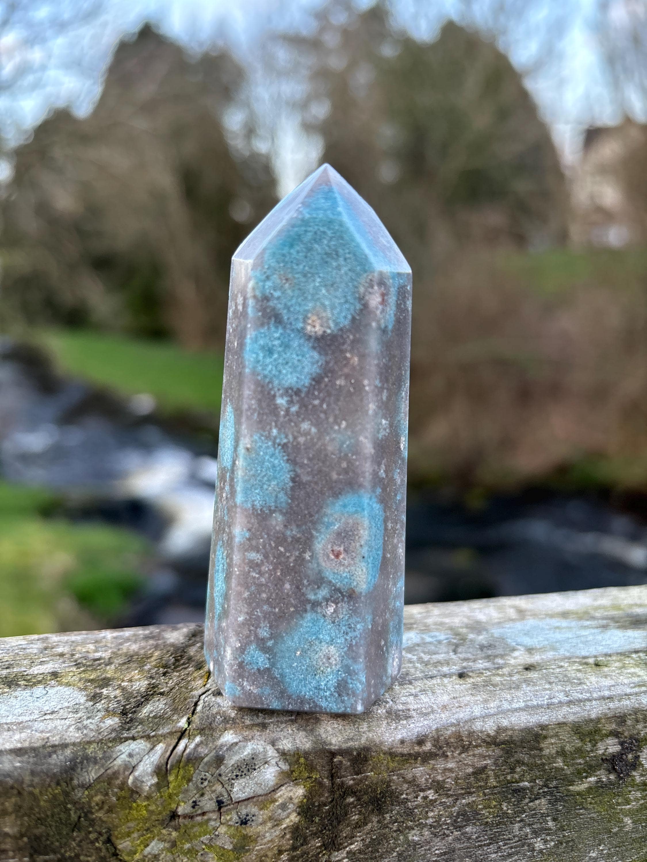 Rare Trolleite Quartz Tower | Paraiba Quartz Polished Point | Blue Crystal Collector Piece | High Vibration Stone