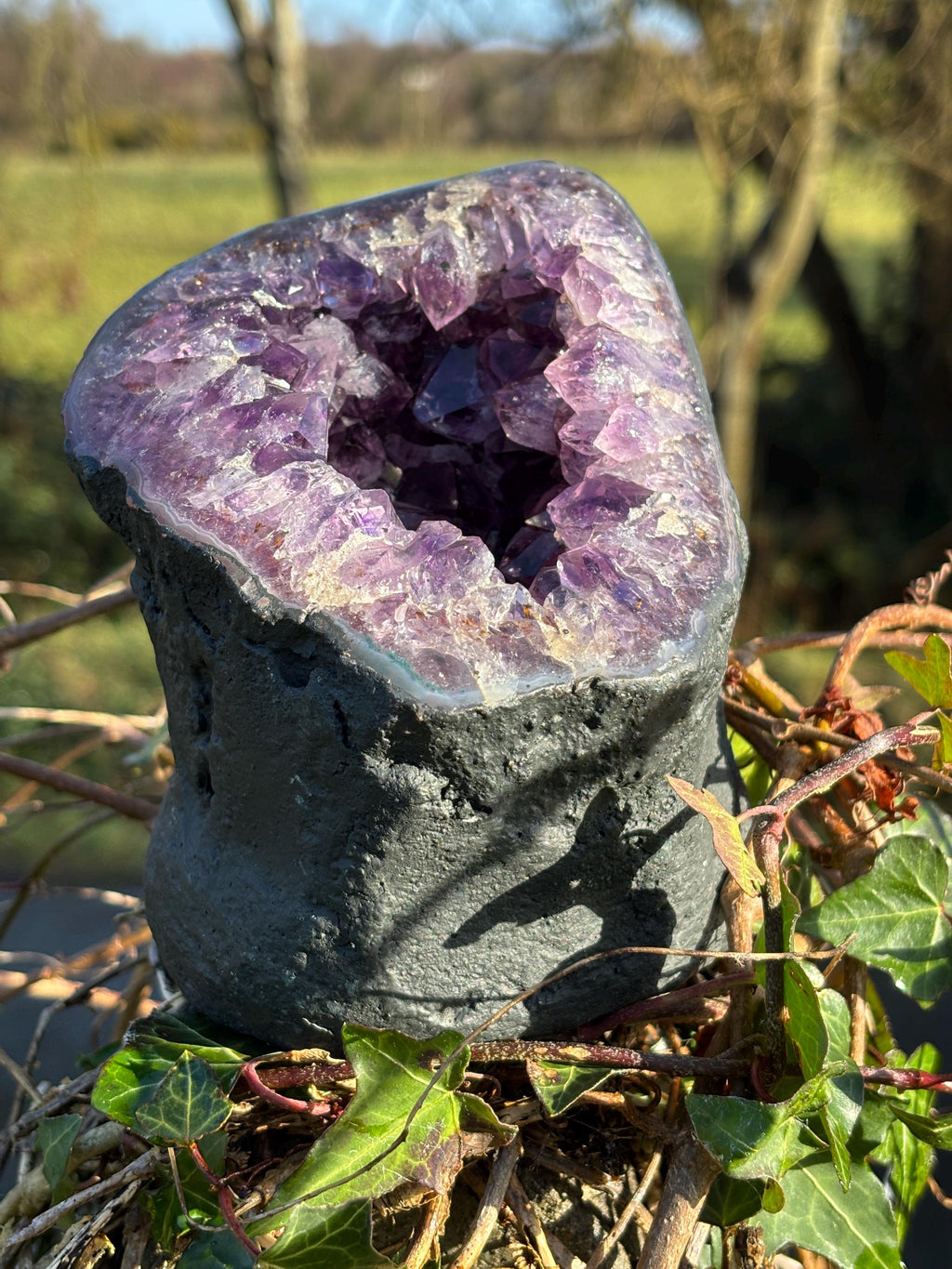 Brazilian Amethyst Geode Crystal. Very deep Purple Color Home Decor