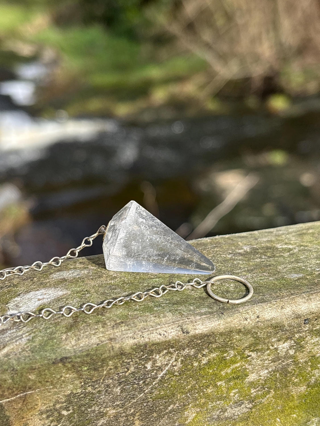 Faceted Crystal Pendulum | Divination Dowsing Tool with Chain
