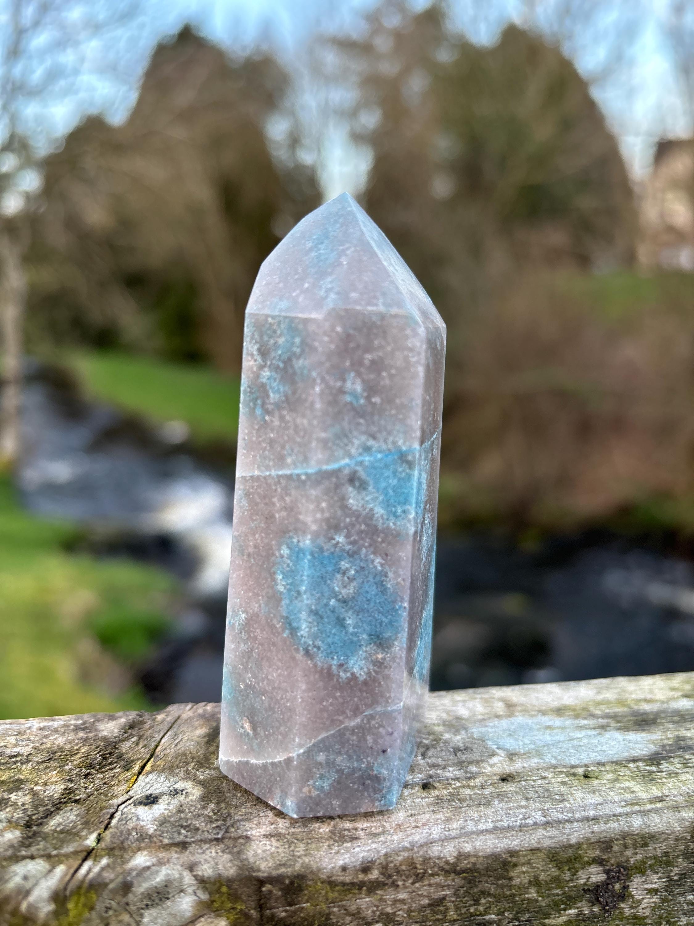 Rare Trolleite Quartz Tower | Paraiba Quartz Polished Point | Blue Crystal Collector Piece | High Vibration Stone