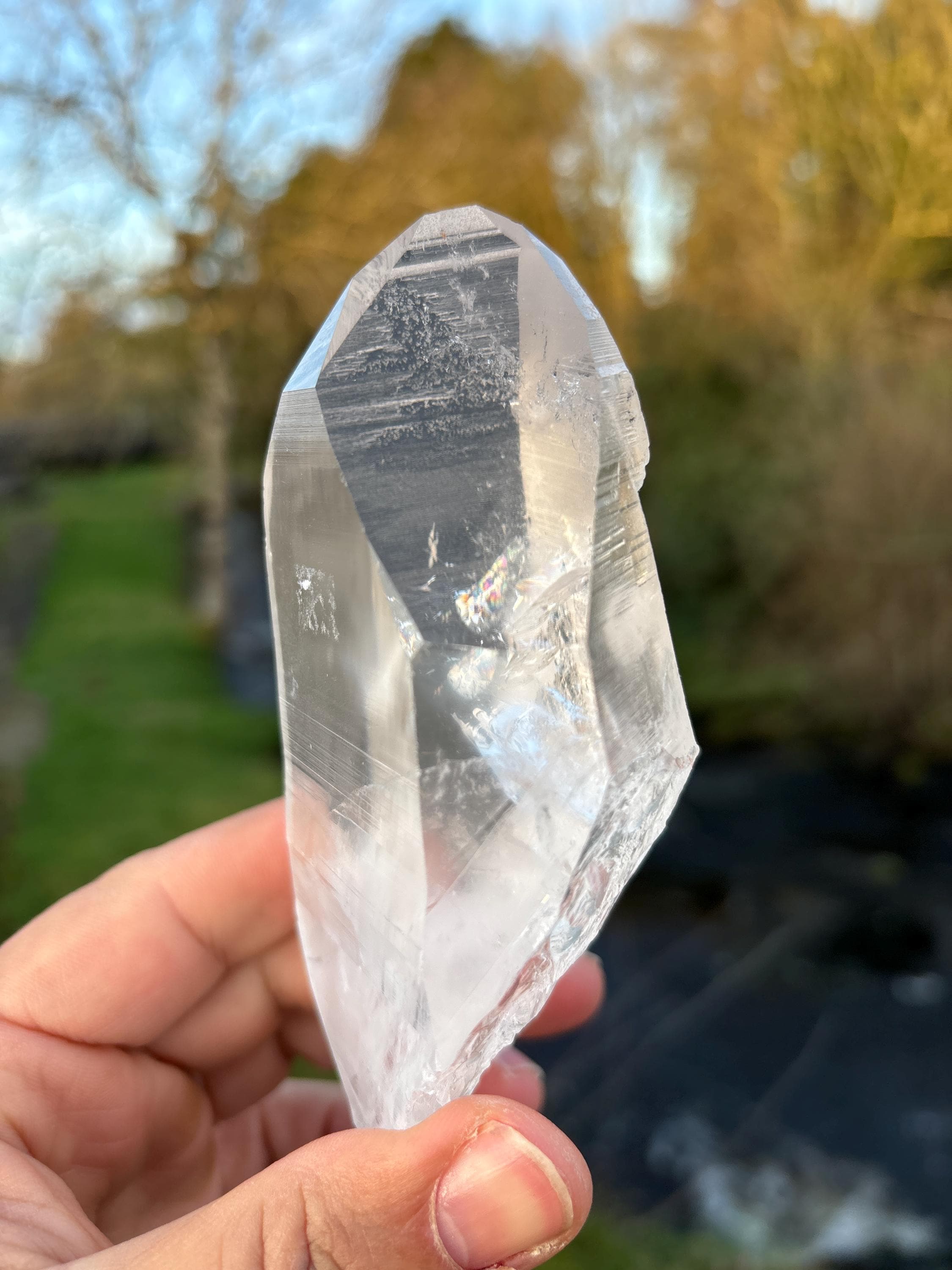 Natural Lemurian Quartz Point | Extra Clear Brazilian Crystal | High Transparency | Raw Collector Specimen | Healing Stone