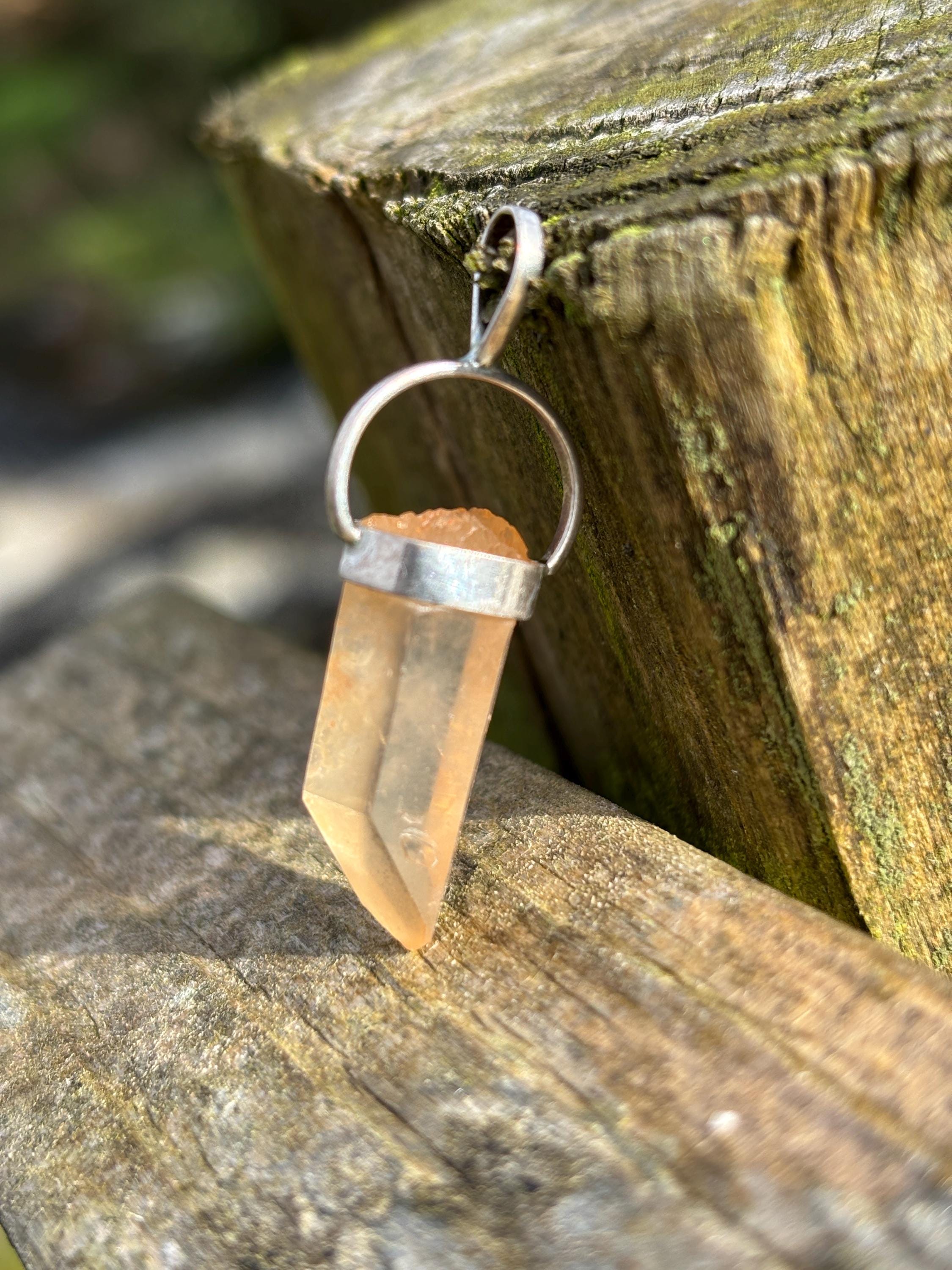 Tangerine Quartz Pendant 925 Silver | Natural Brazilian Crystal Necklace | Sacral Chakra Stone | Healing Jewelry