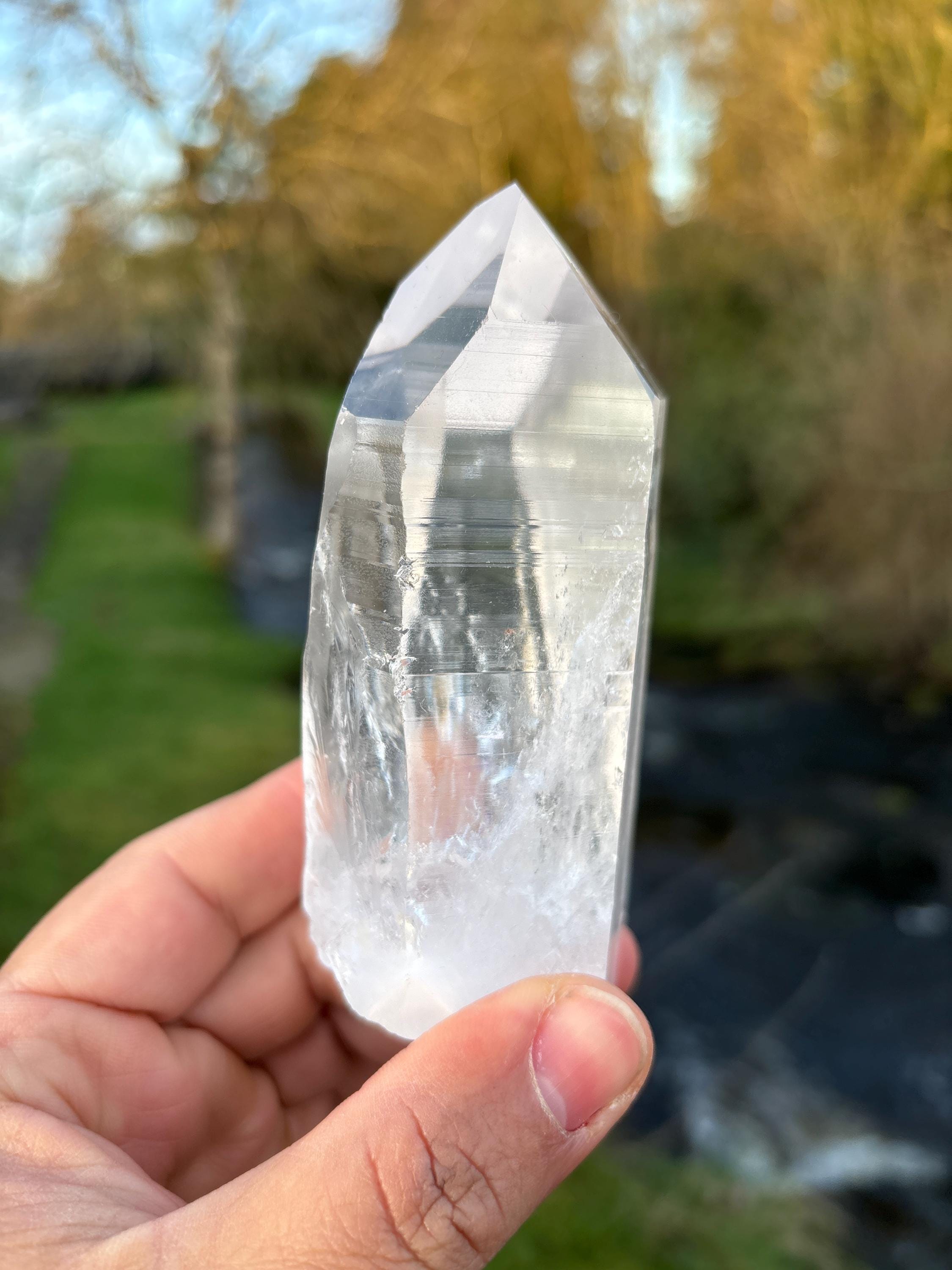 Natural Lemurian Quartz Point | Extra Clear Brazilian Crystal | High Transparency | Raw Collector Specimen | Healing Stone