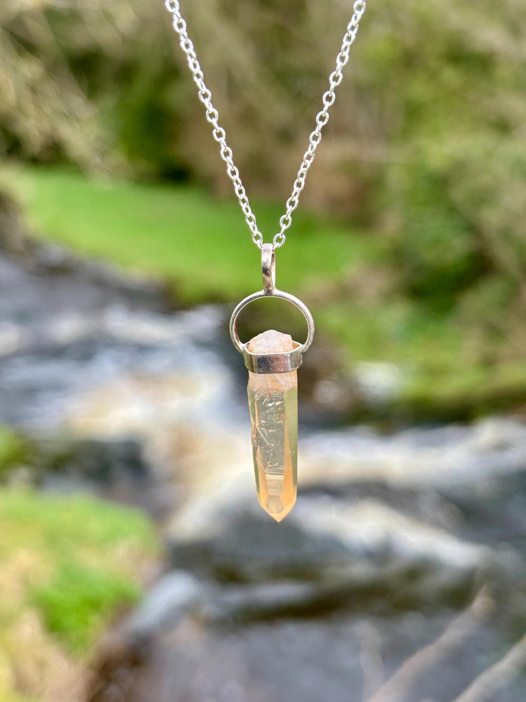 Tangerine Quartz Pendant 925 Silver | Natural Brazilian Crystal Necklace | Sacral Chakra Stone | Healing Jewelry