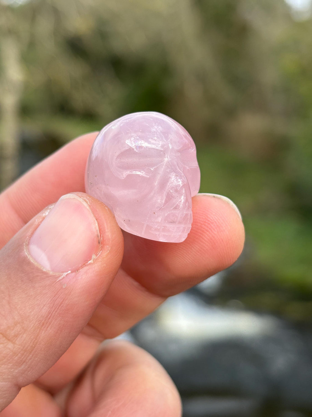 Rose Quartz Mini Skull | Hand Carved Crystal Skull | Love Stone Healing Crystal | Gothic Crystal Decor