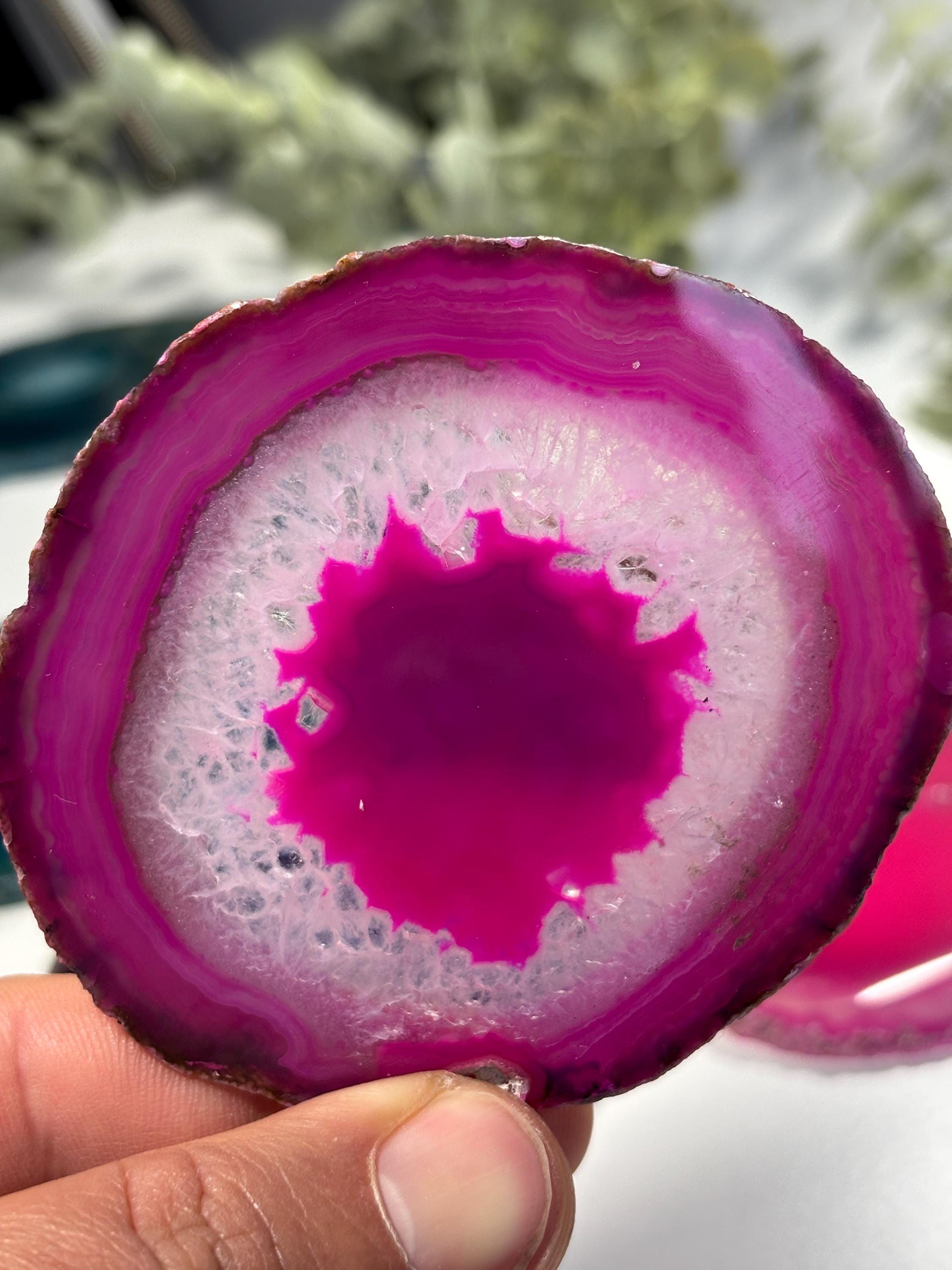 Polished Agate Slice | Colorful Banded Crystal Coaster, Mineral Specimen