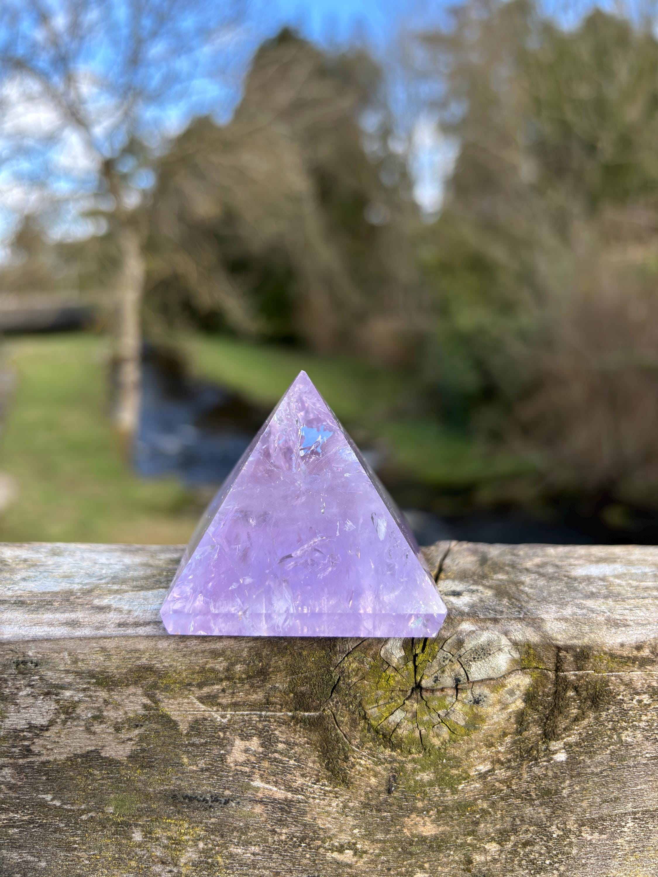 Amethyst Crystal Pyramid 50mm | Purple Quartz Energy Stone | Sacred Geometry Healing Crystal | Meditation & Decor