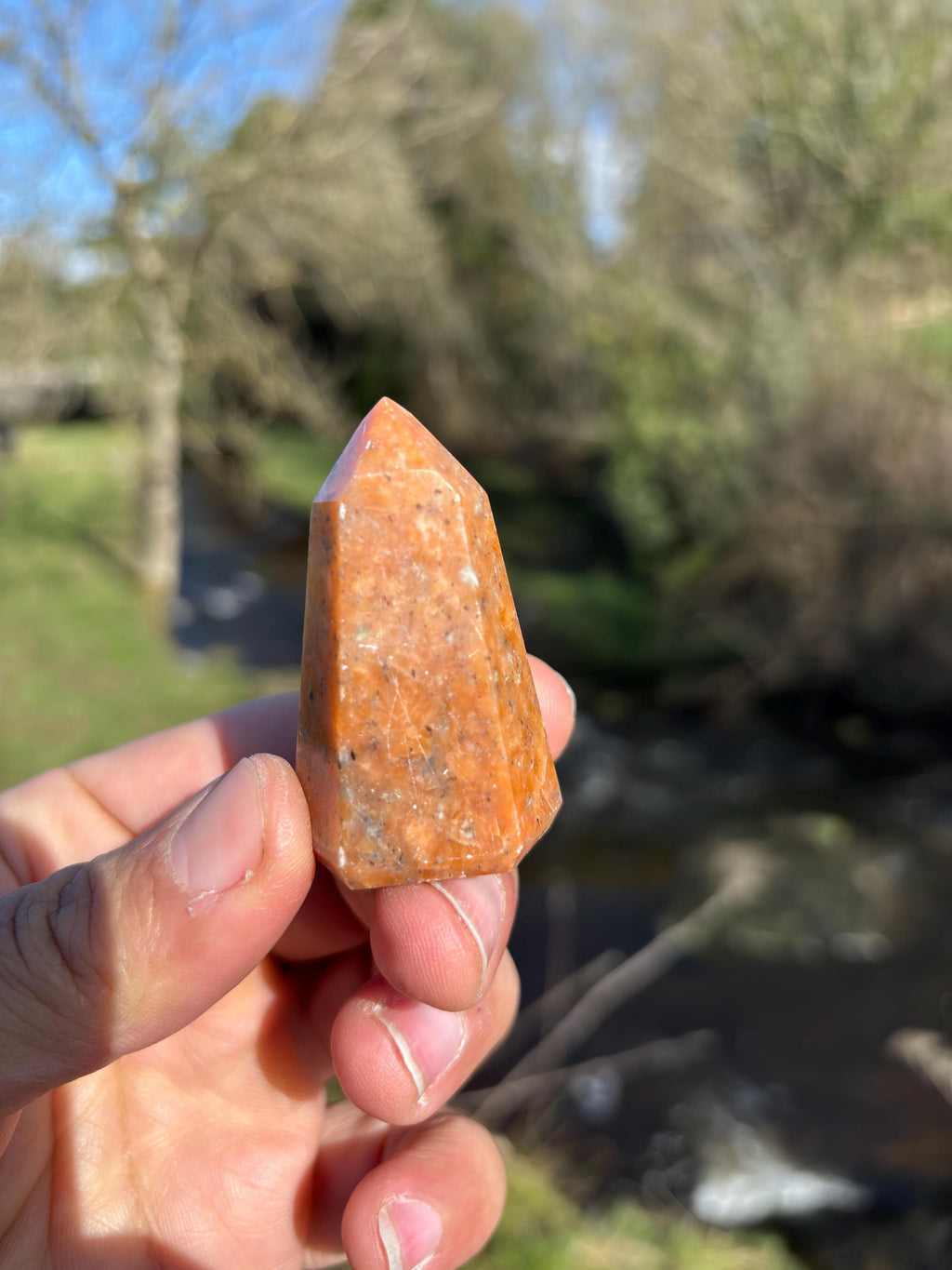 Orange Calcite Polished Point | Natural Crystal Tower, Home Decor