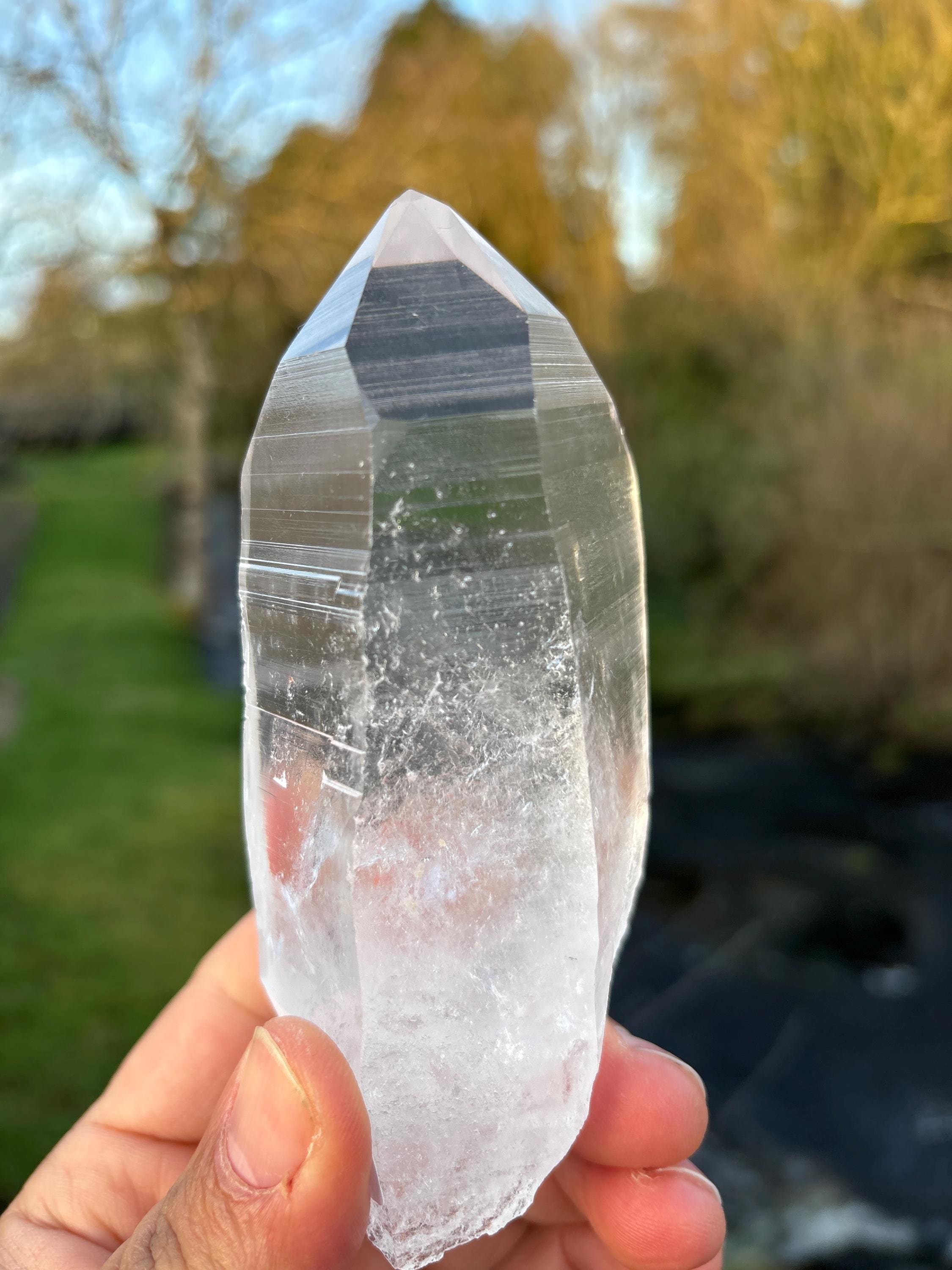 Natural Lemurian Quartz Point | Extra Clear Brazilian Crystal | High Transparency | Raw Collector Specimen | Healing Stone