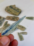 Green Kyanite Crystal Lot (245g) – Natural Blades with Blue Inclusions