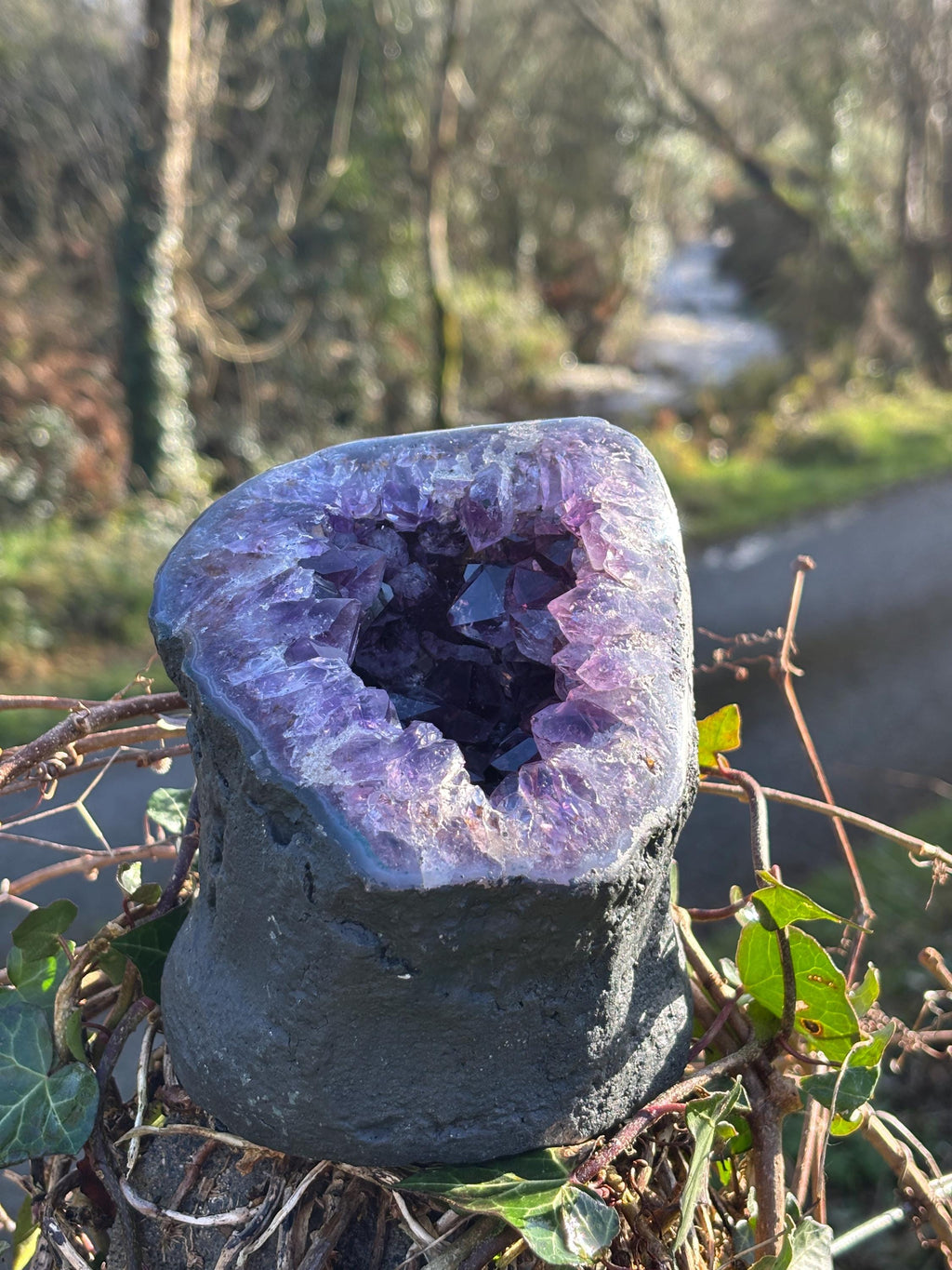 Brazilian Amethyst Geode Crystal. Very deep Purple Color Home Decor