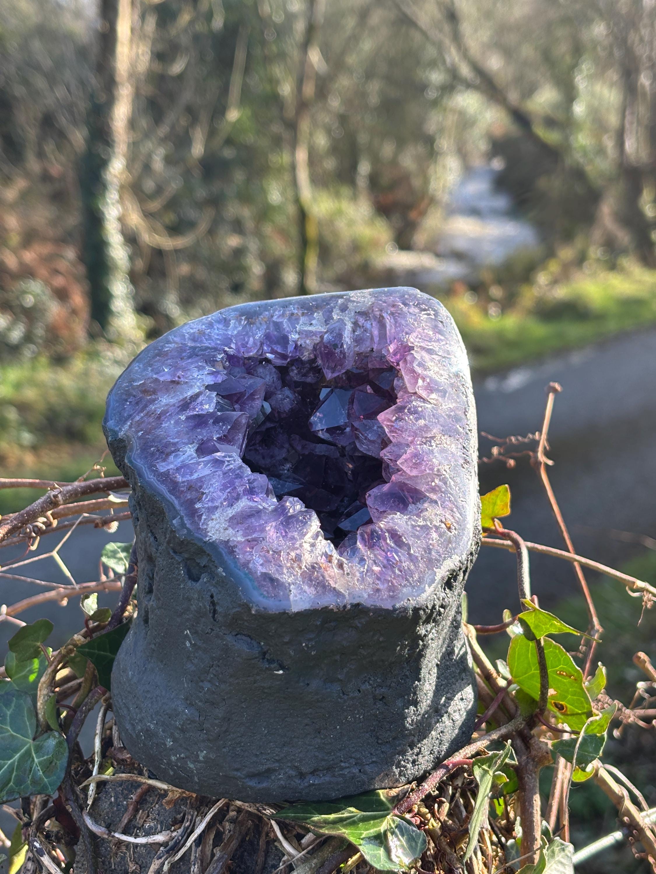 Brazilian Amethyst Geode Crystal. Very deep Purple Color Home Decor