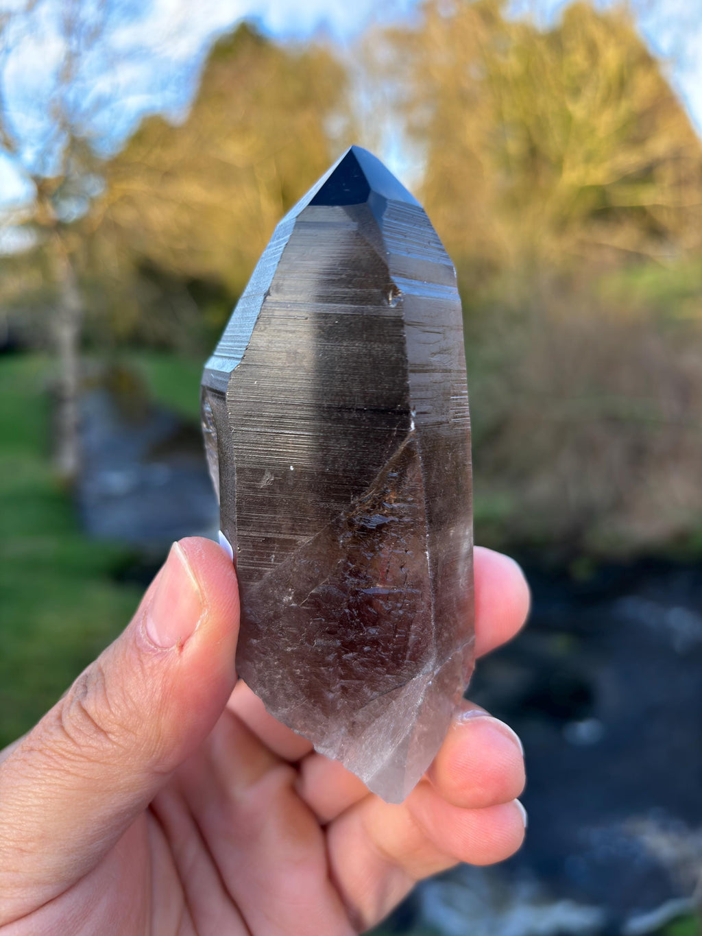 Smoky Lemurian Quartz Point | Natural Brazilian Crystal | Grounding Protection Stone | Raw Collector Specimen