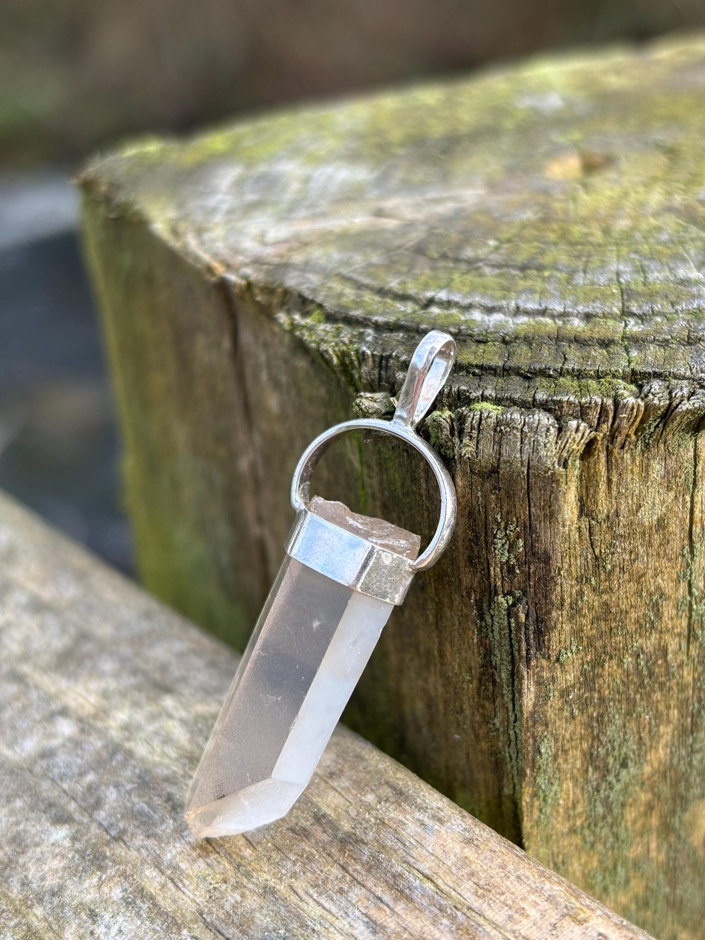 Natural Clear Quartz Pendant | 925 Sterling Silver Master Healer Necklace