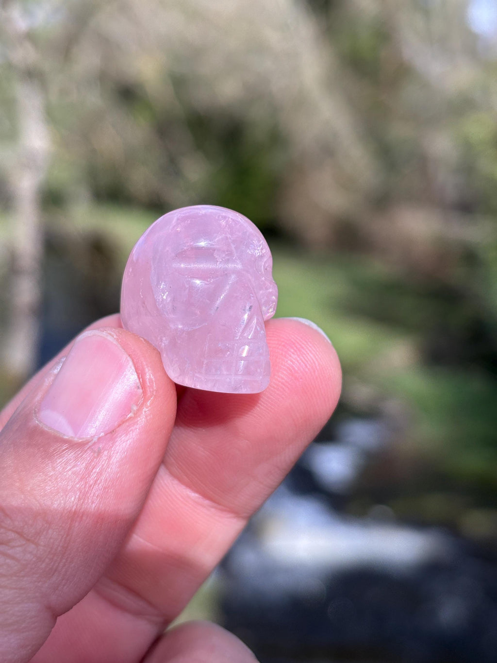 Rose Quartz Mini Skull | Hand Carved Crystal Skull | Love Stone Healing Crystal | Gothic Crystal Decor