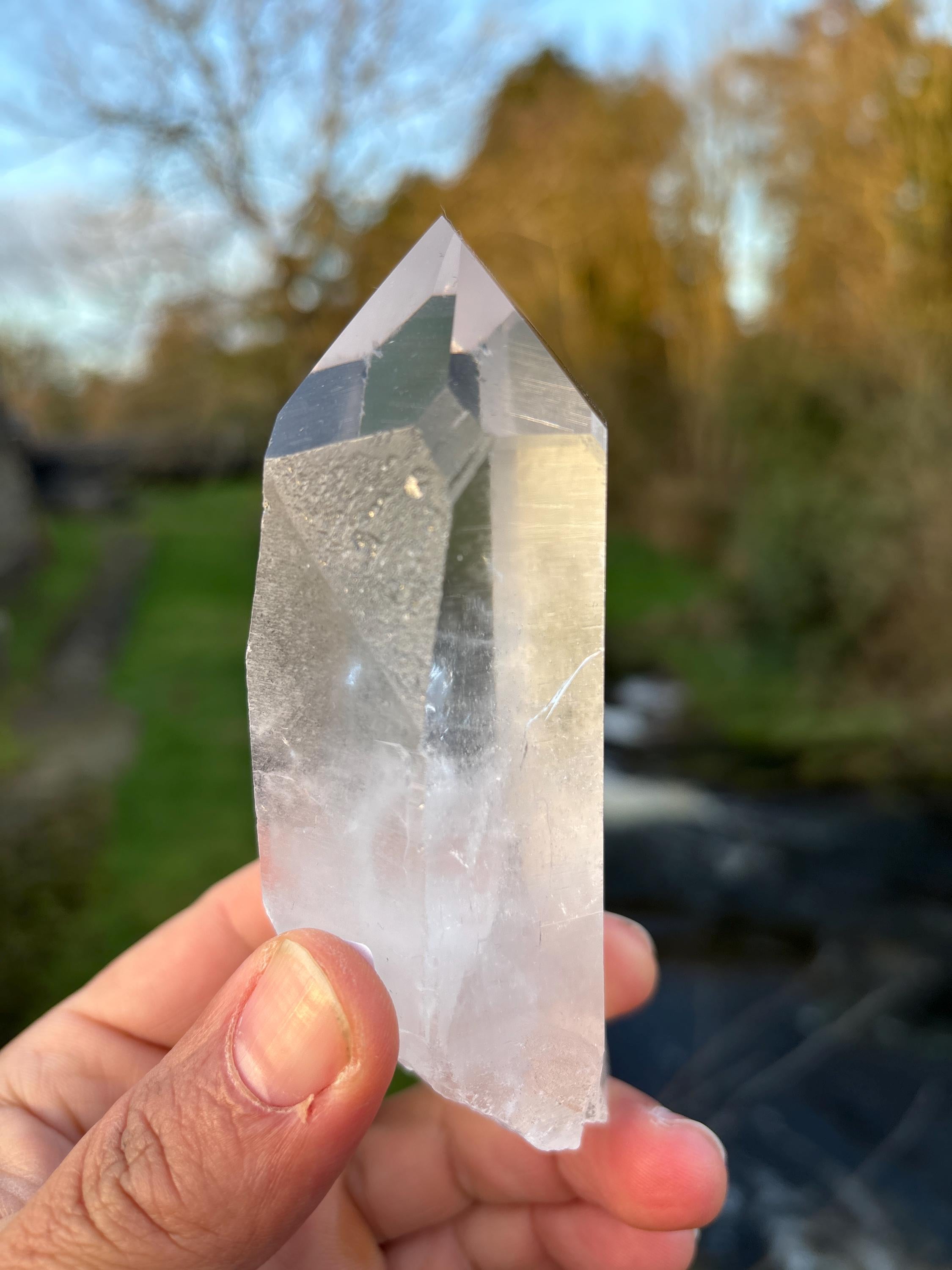 Natural Lemurian Quartz Point | Extra Clear Brazilian Crystal | High Transparency | Raw Collector Specimen | Healing Stone