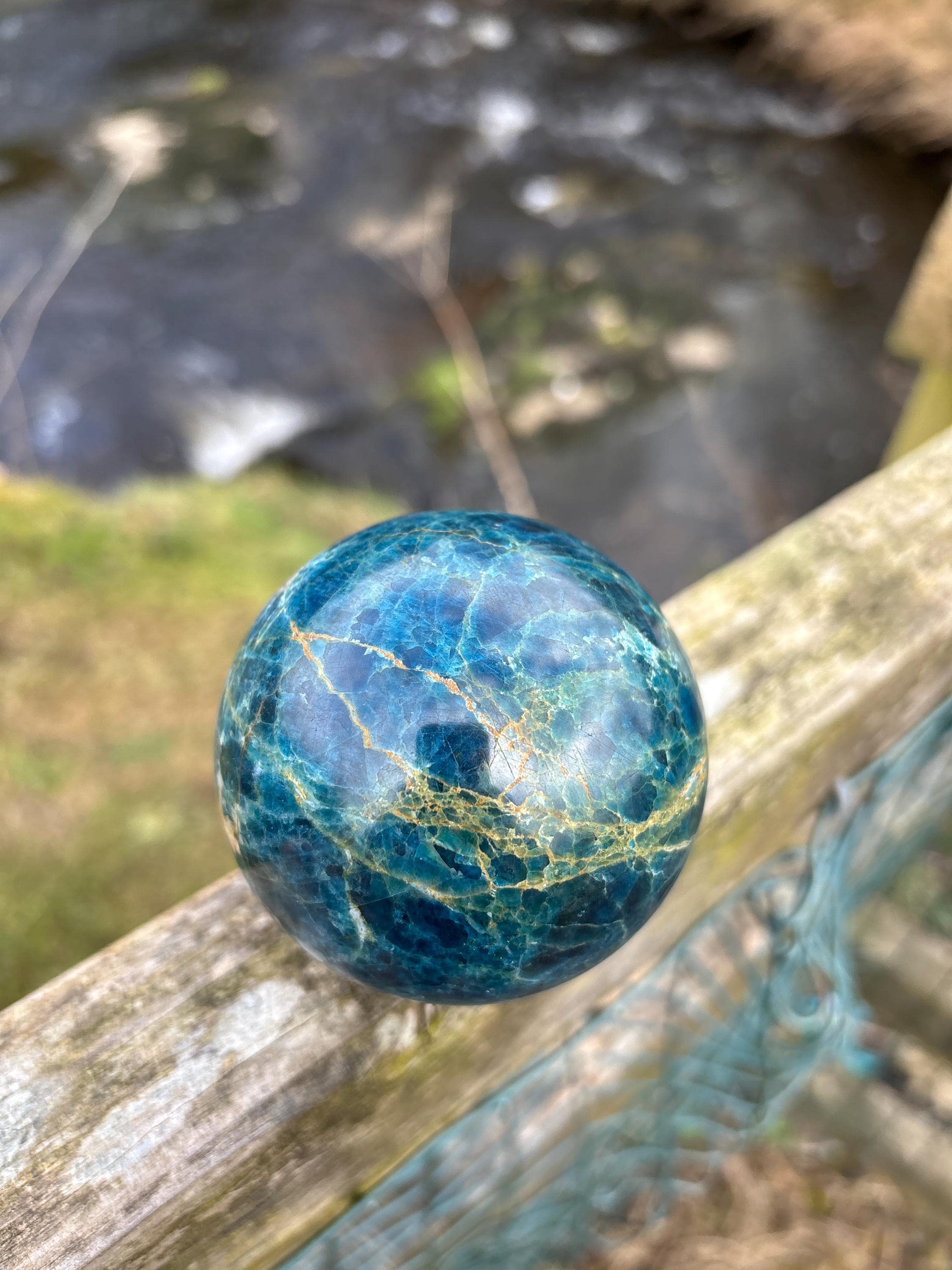 Rare Blue Apatite Sphere 70mm | Natural Brazilian Crystal Ball, Throat Chakra Stone
