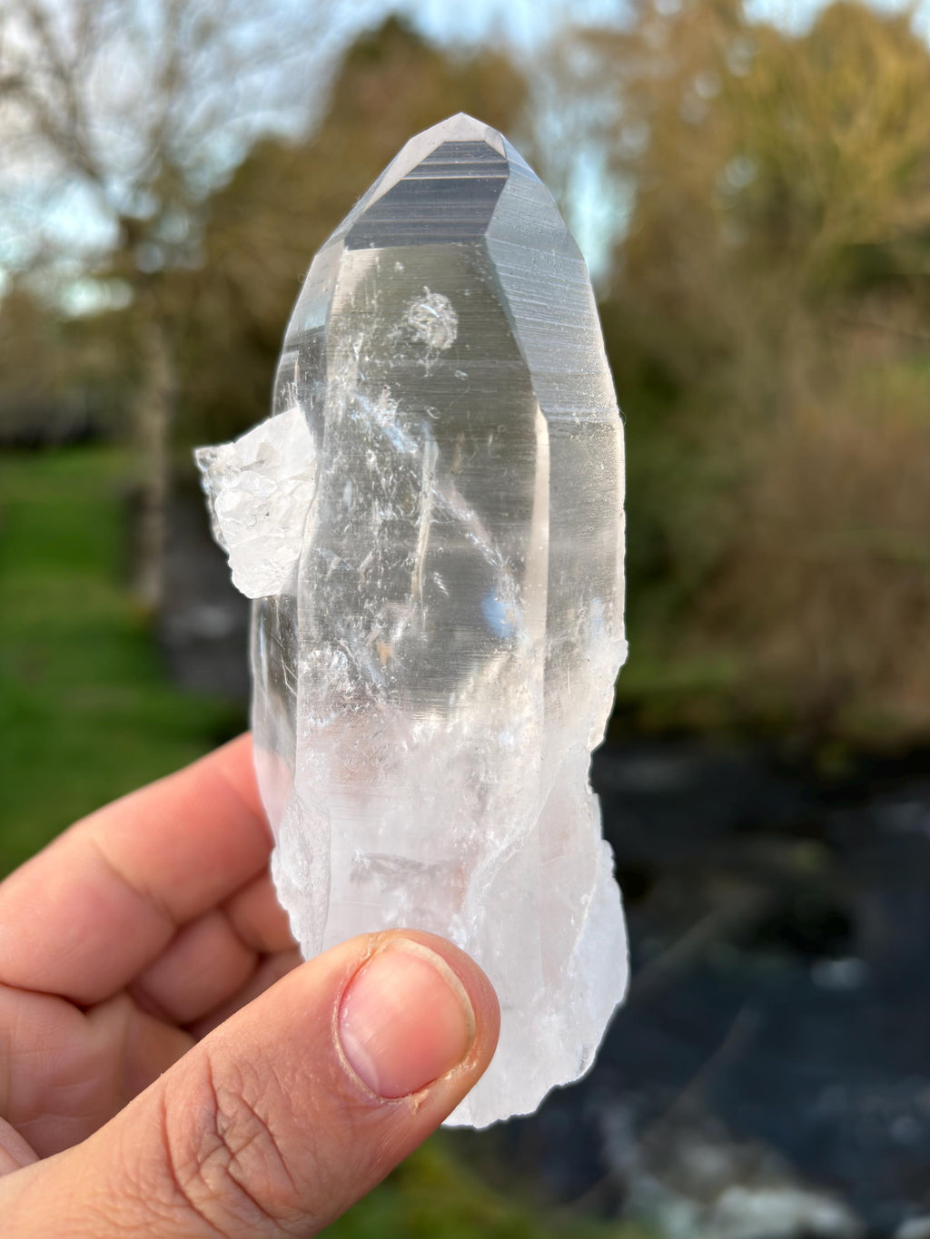 Natural Lemurian Quartz Point | Extra Clear Brazilian Crystal | High Transparency | Raw Collector Specimen | Healing Stone
