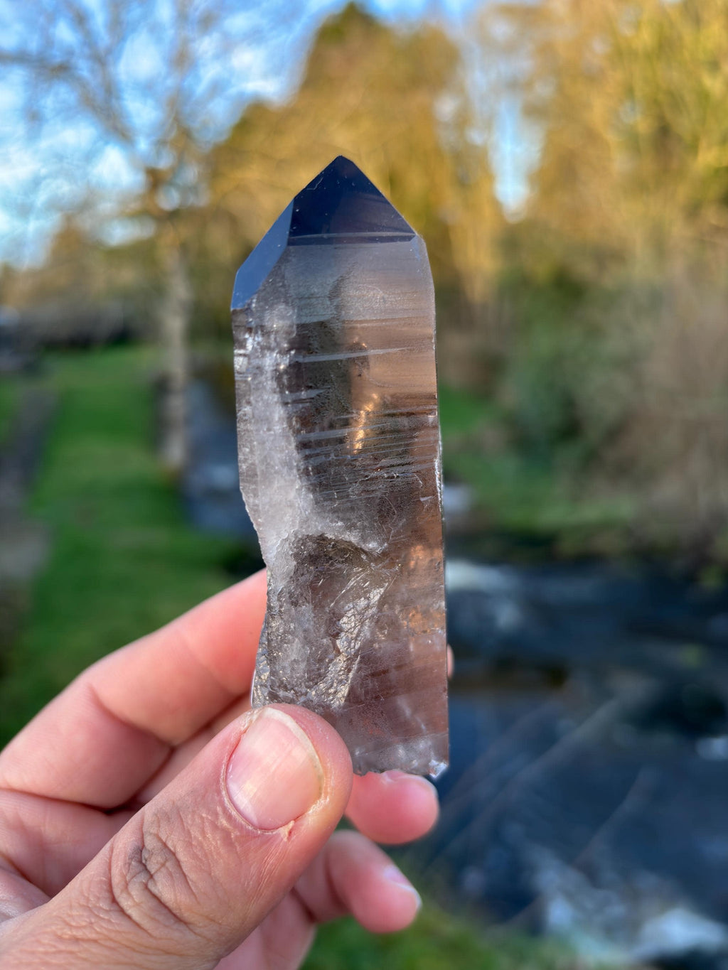 Smoky Lemurian Quartz Point | Natural Brazilian Crystal | Grounding Protection Stone | Raw Collector Specimen