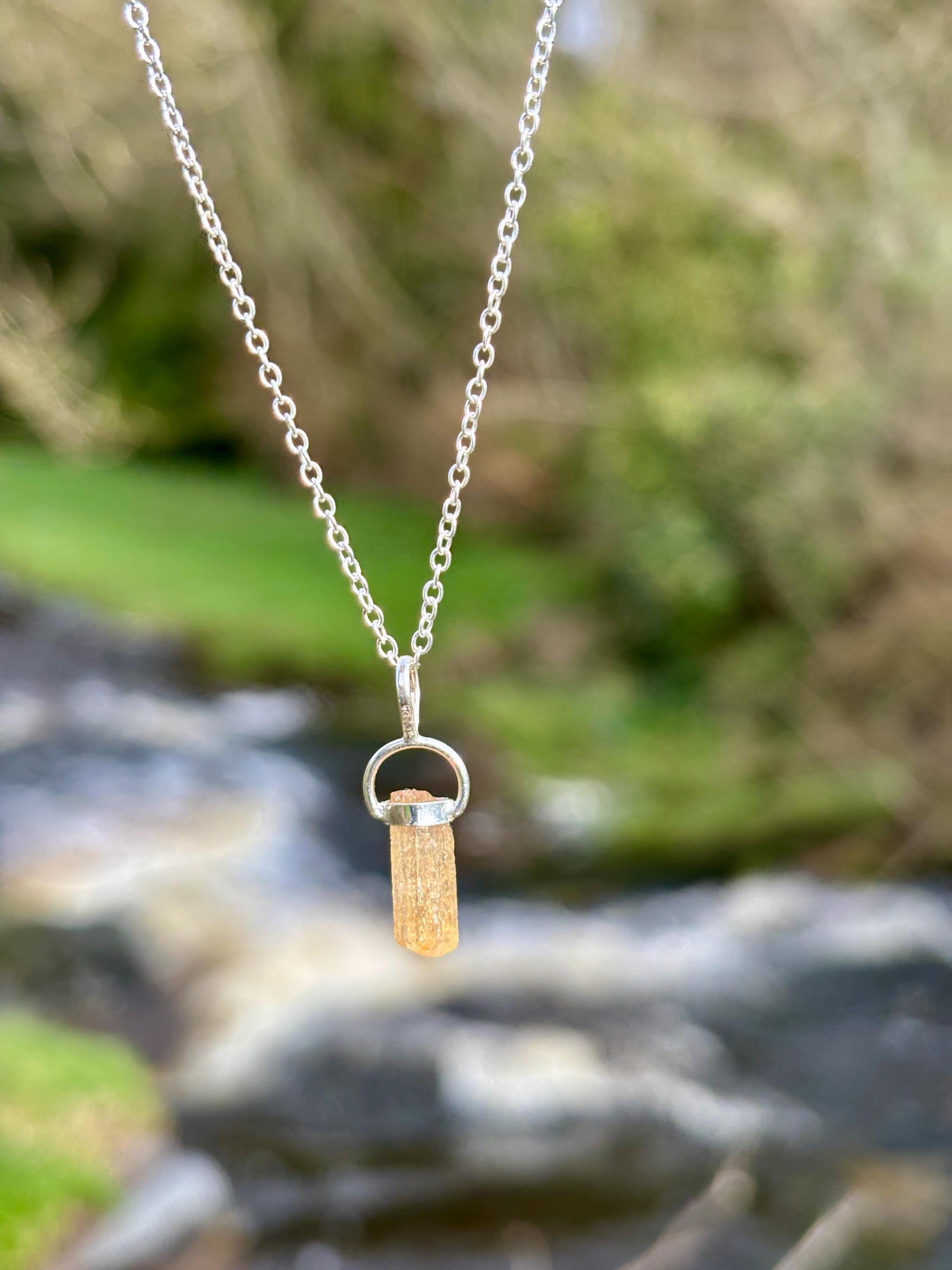 Imperial Topaz Pendant 925 Silver | Natural Golden Gemstone Necklace | Luxury Healing Jewelry | Abundance Stone