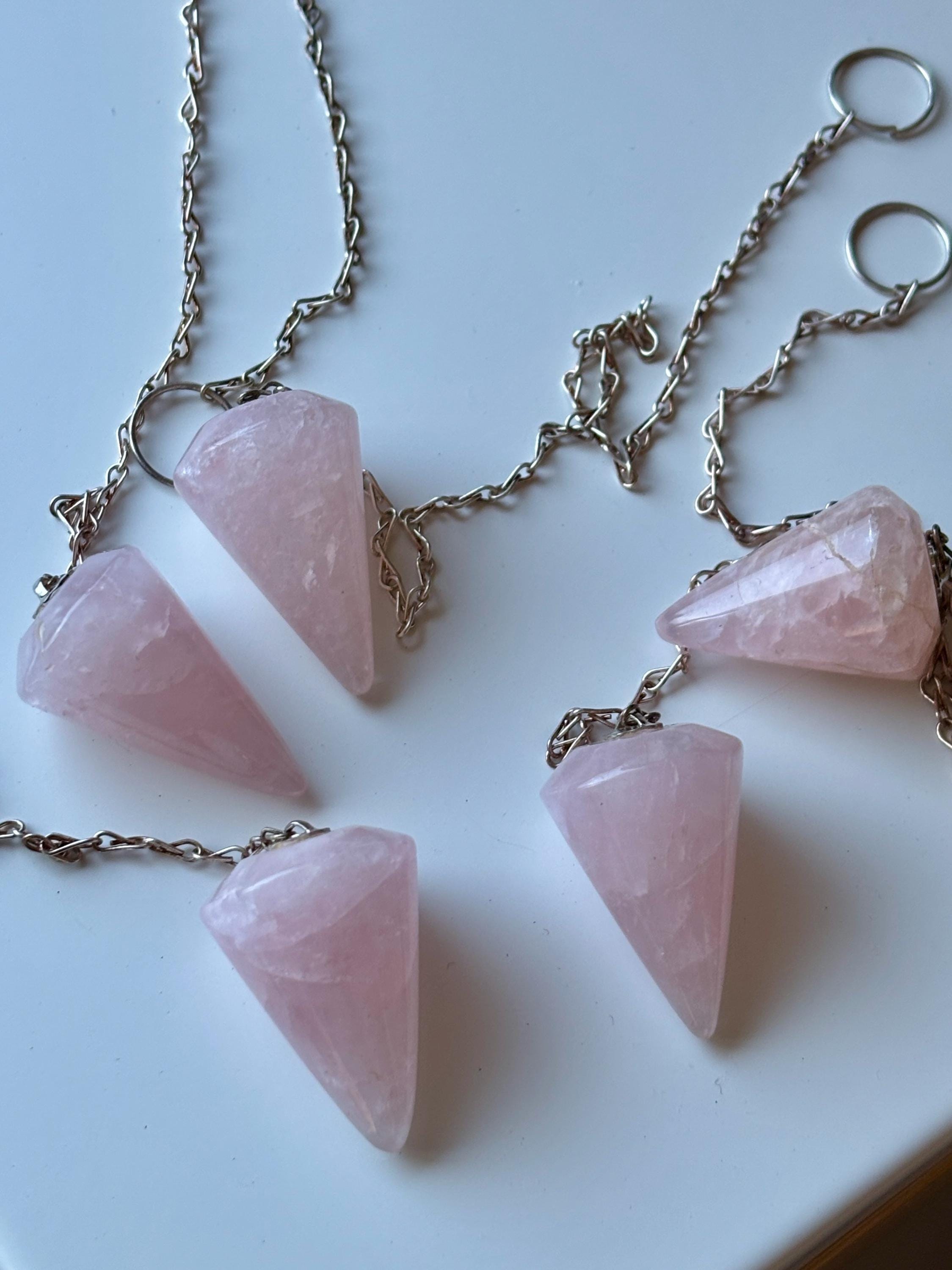Rose Quartz Pendulum | Natural Unfaceted Crystal | Love & Heart Chakra Healing | Dowsing Tool | Spiritual Gift