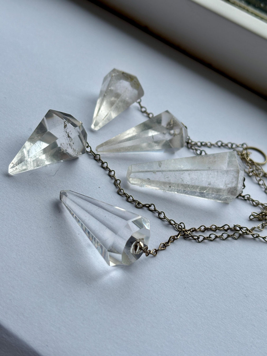 Faceted Crystal Pendulum | Divination Dowsing Tool with Chain