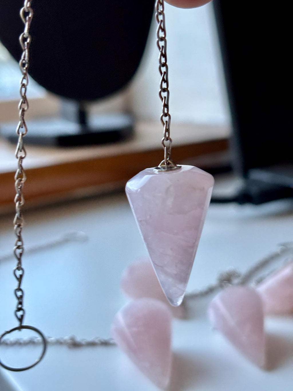 Rose Quartz Pendulum | Natural Unfaceted Crystal | Love & Heart Chakra Healing | Dowsing Tool | Spiritual Gift