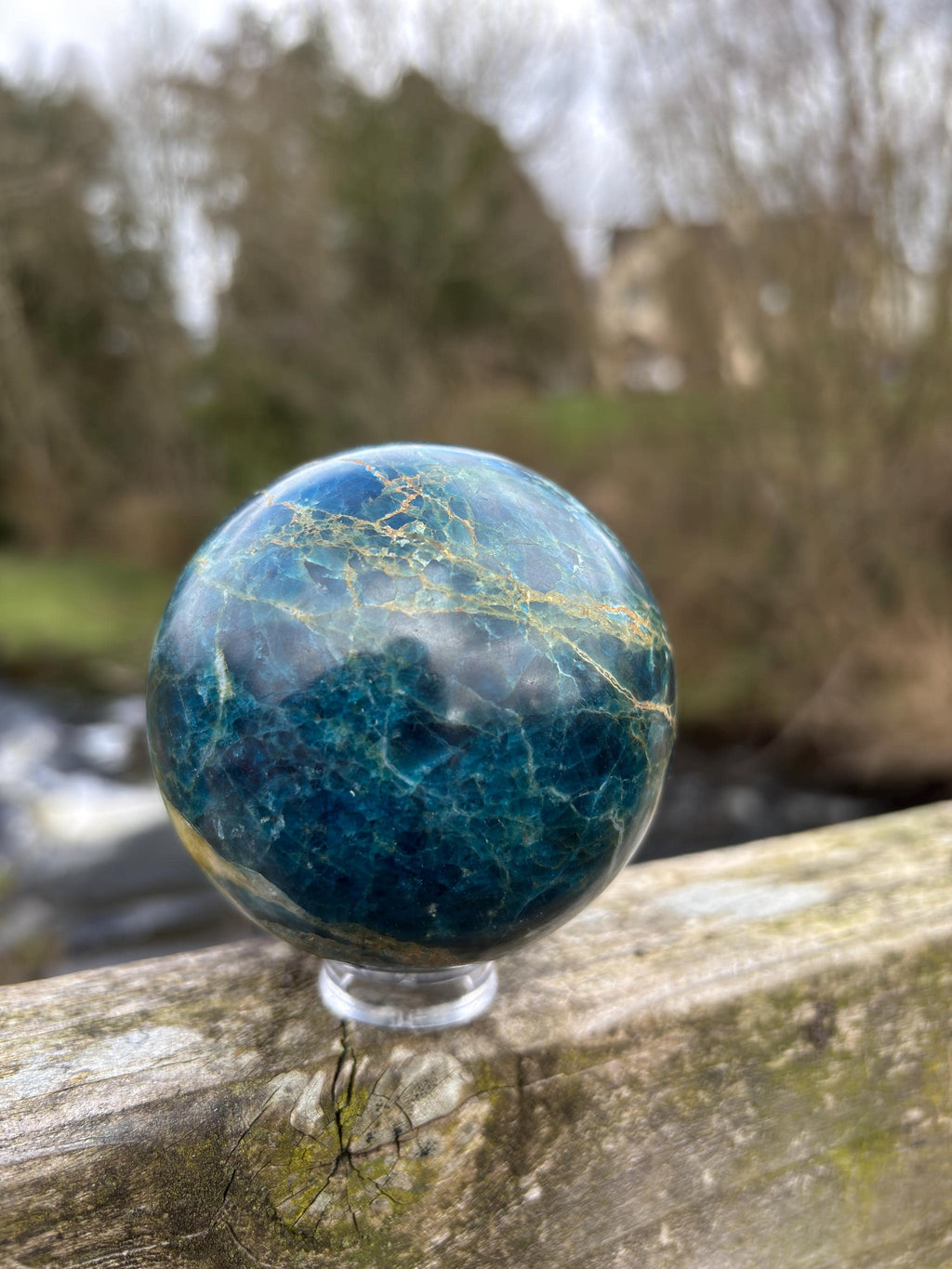 Rare Blue Apatite Sphere 70mm | Natural Brazilian Crystal Ball, Throat Chakra Stone