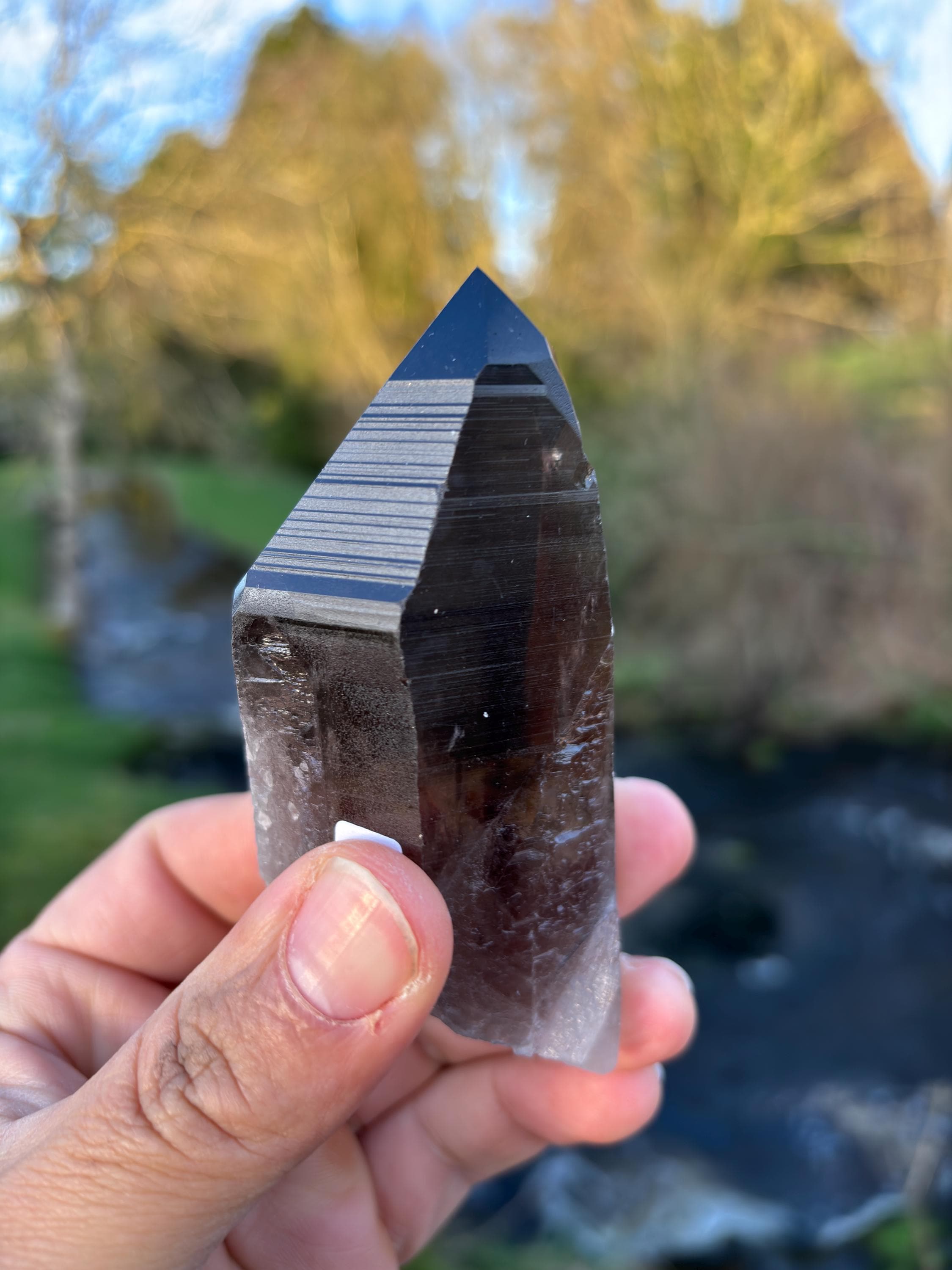 Smoky Lemurian Quartz Point | Natural Brazilian Crystal | Grounding Protection Stone | Raw Collector Specimen