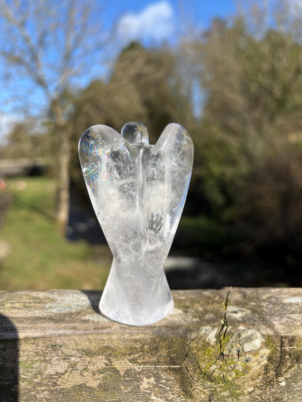 Crystal Quartz Angel • Hand-Carved Healing Stone Statue (80mm)