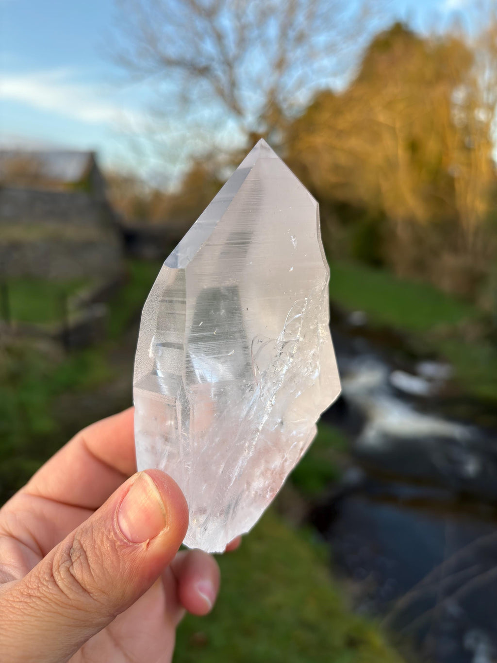 Natural Lemurian Quartz Point | Extra Clear Brazilian Crystal | High Transparency | Raw Collector Specimen | Healing Stone