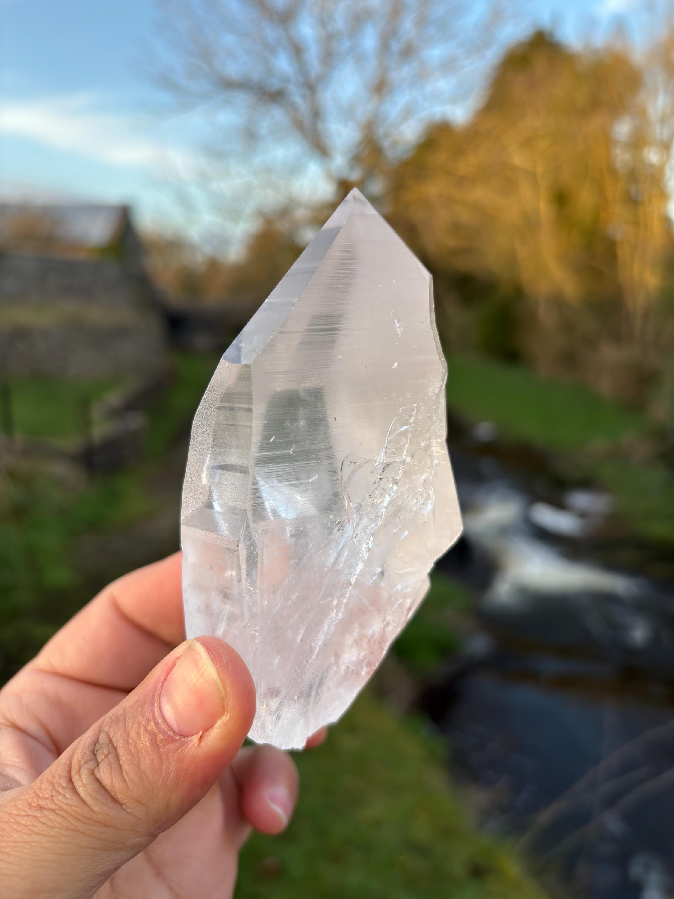 Natural Lemurian Quartz Point | Extra Clear Brazilian Crystal | High Transparency | Raw Collector Specimen | Healing Stone