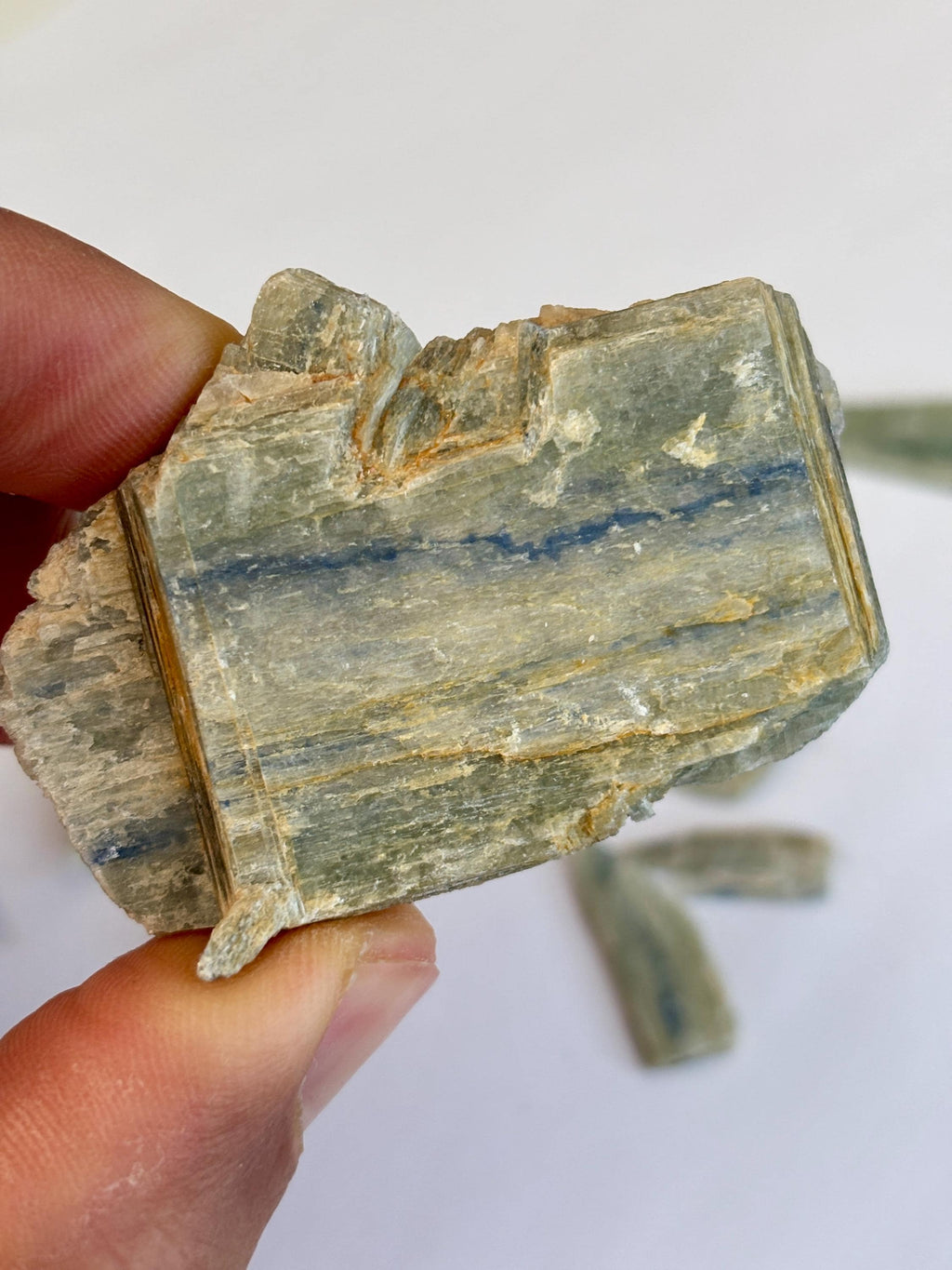 Green Kyanite Crystal Lot (245g) – Natural Blades with Blue Inclusions