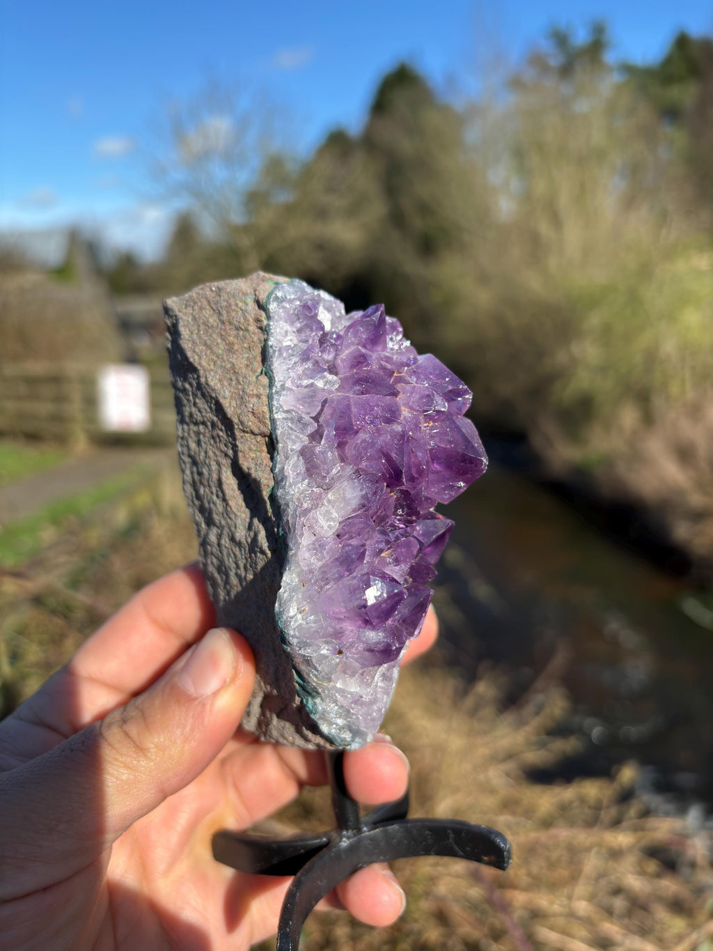 Natural Amethyst Druzy Cluster with Base - Purple Crystal Mineral Specimen