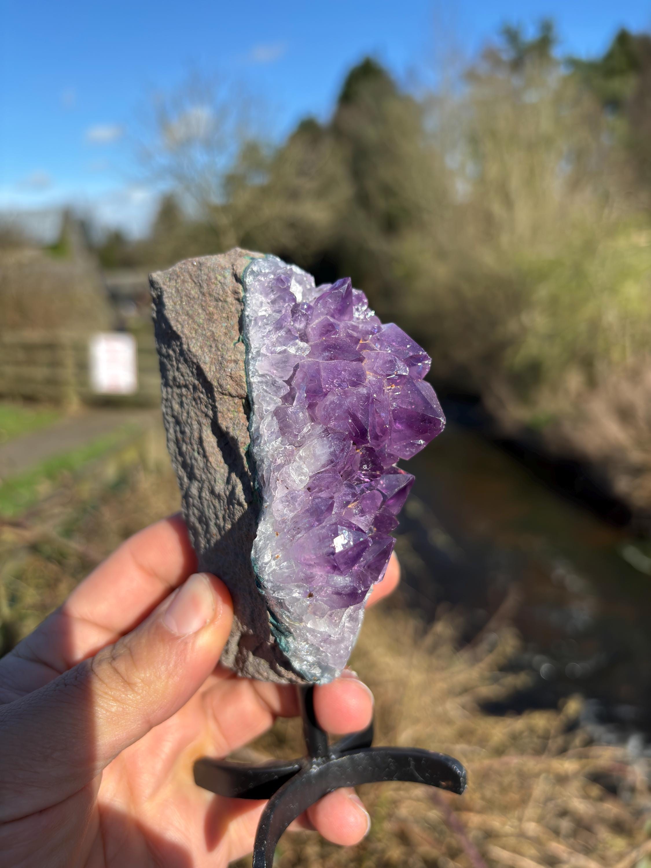 Natural Amethyst Druzy Cluster with Base - Purple Crystal Mineral Specimen