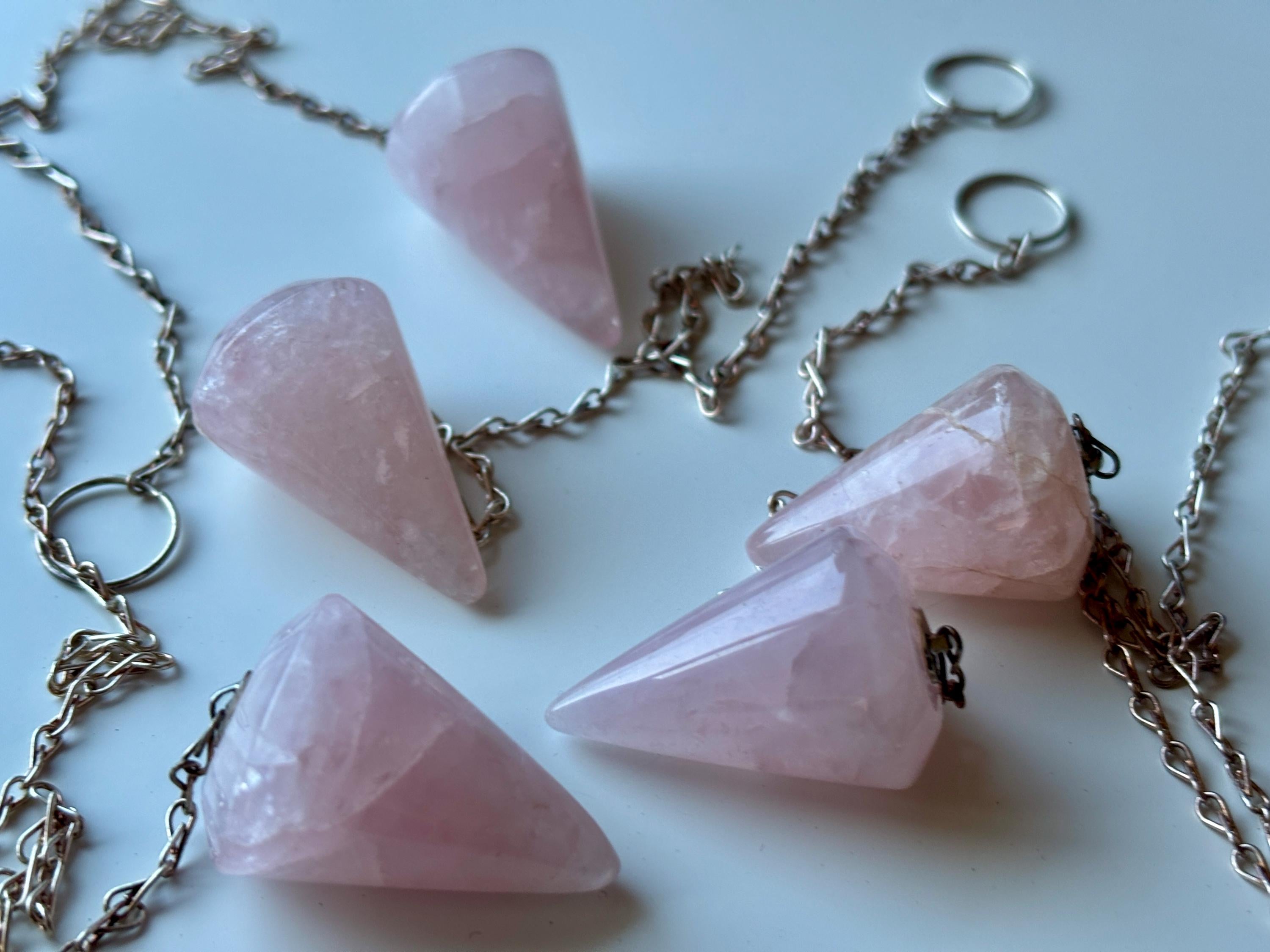 Rose Quartz Pendulum | Natural Unfaceted Crystal | Love & Heart Chakra Healing | Dowsing Tool | Spiritual Gift