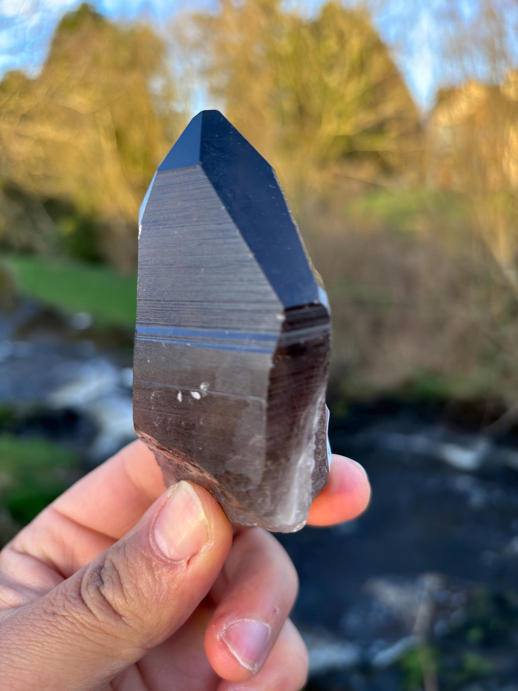 Smoky Lemurian Quartz Point | Natural Brazilian Crystal | Grounding Protection Stone | Raw Collector Specimen