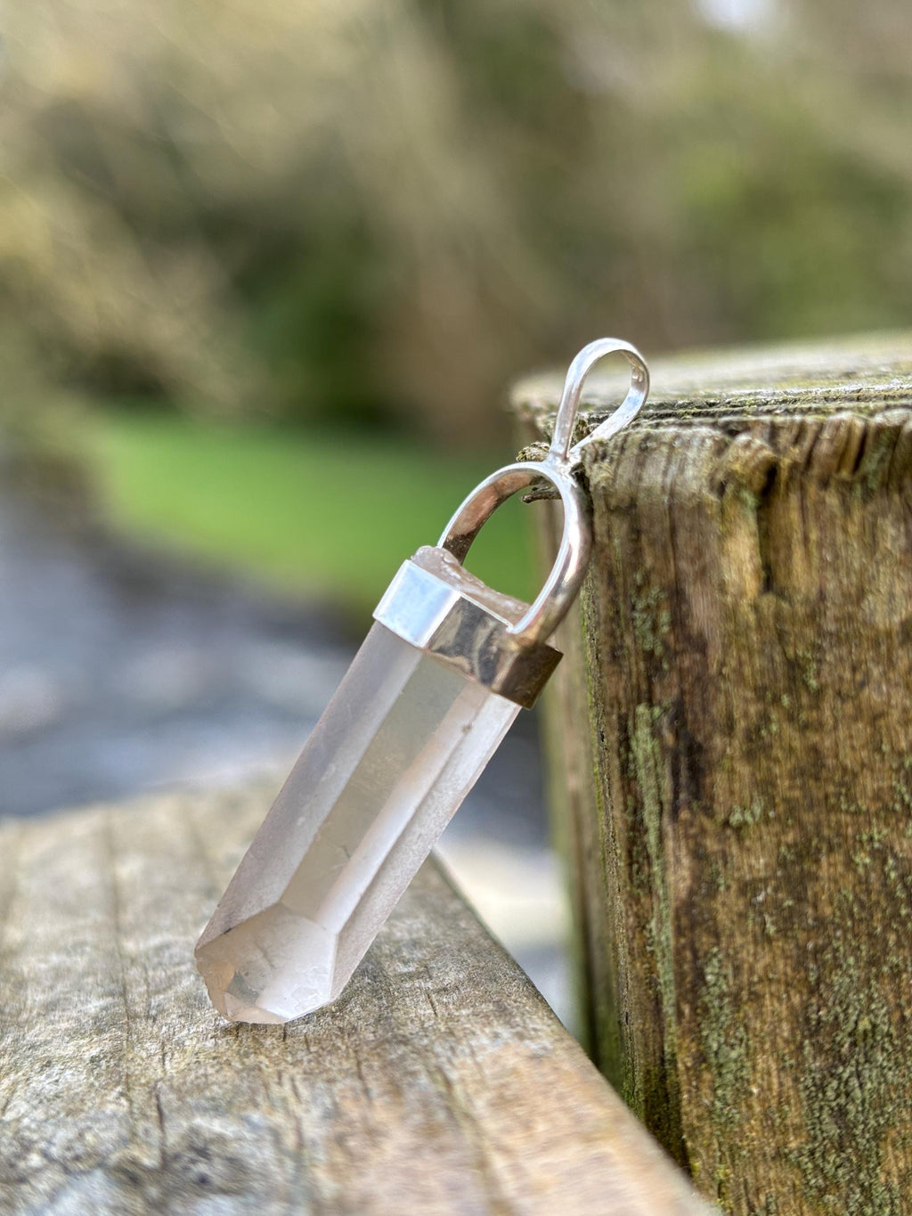 Natural Clear Quartz Pendant | 925 Sterling Silver Master Healer Necklace