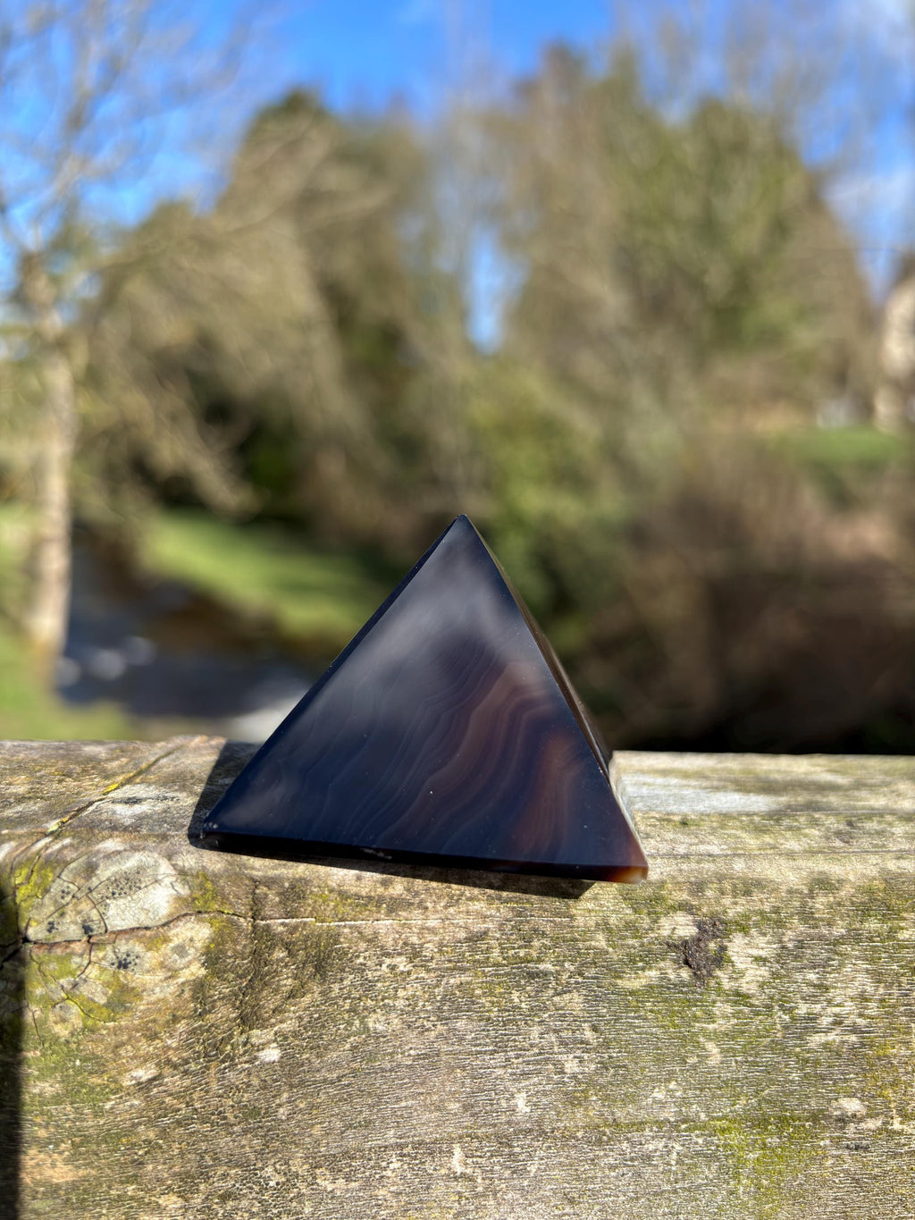 Agate Crystal Pyramid 46mm | Natural Grounding Stone | Sacred Geometry Healing Crystal | Polished Mineral Decor