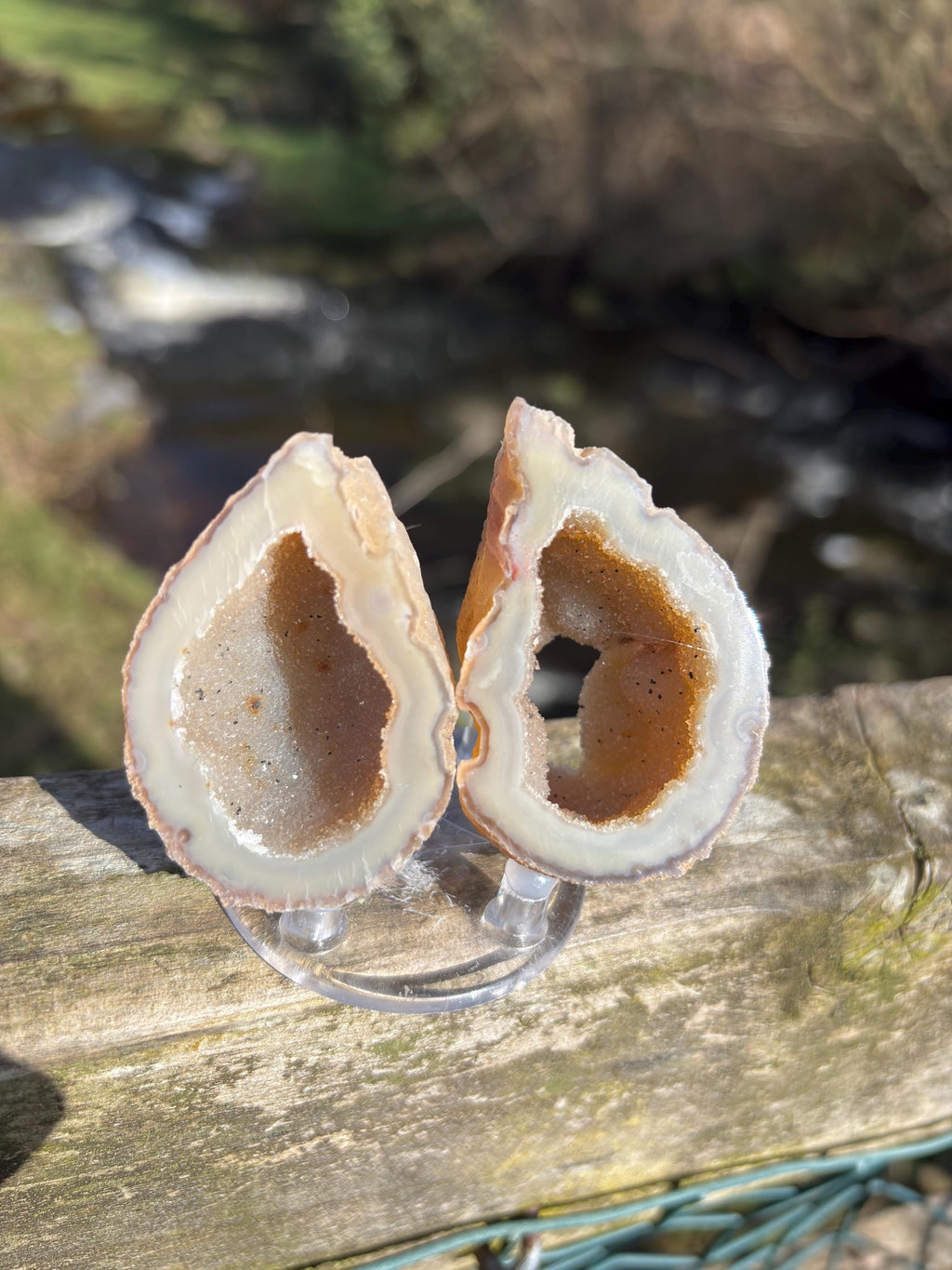 Matching Agate Geode Pair | 70mm Crystal Halves, Home Decor