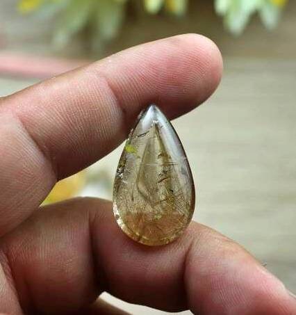 DROP Quartz RUTILE Quality Gem Polished