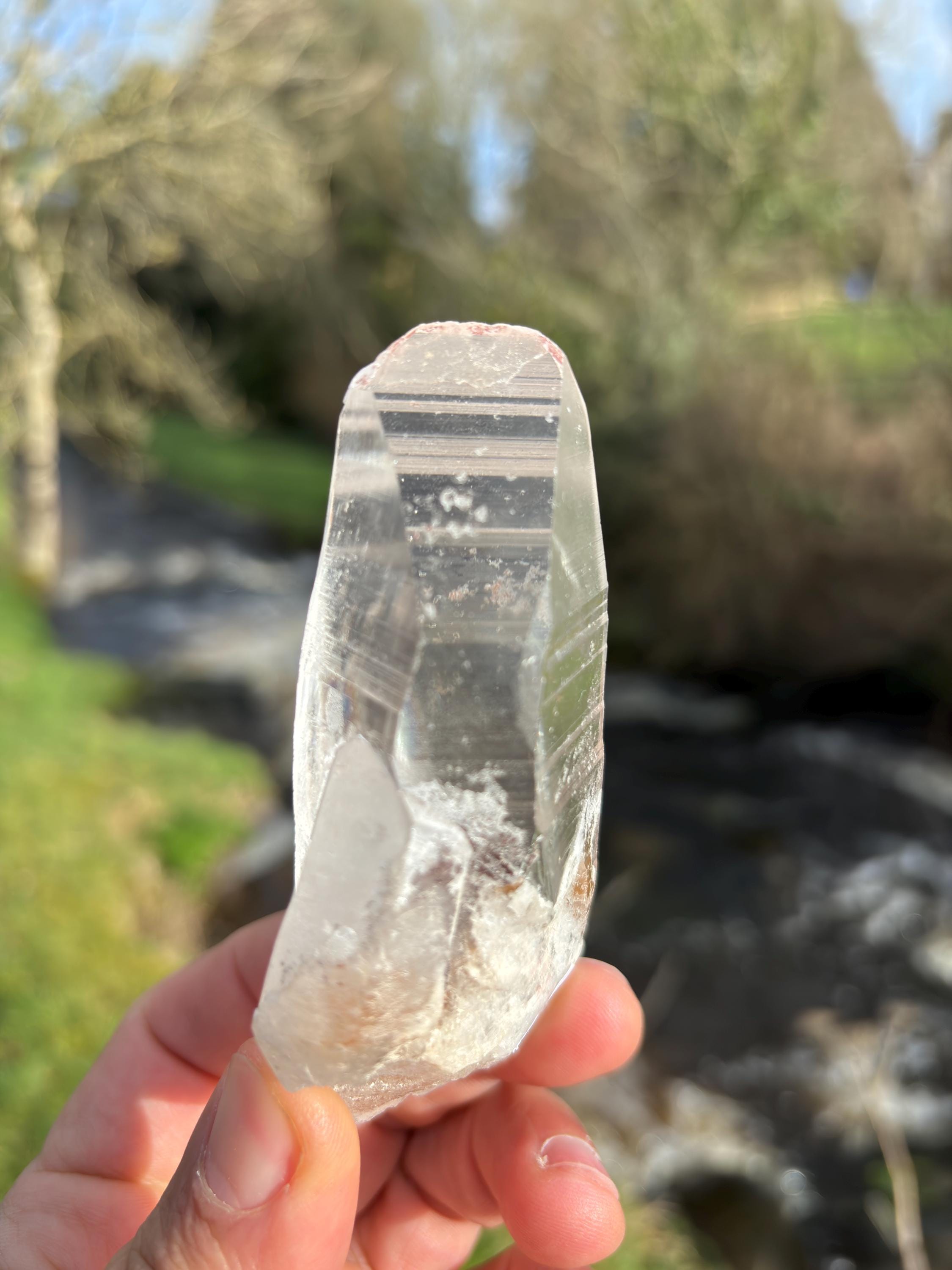 Natural Lemurian Quartz Point | Raw Crystal with Striations, High Vibration Meditation Stone