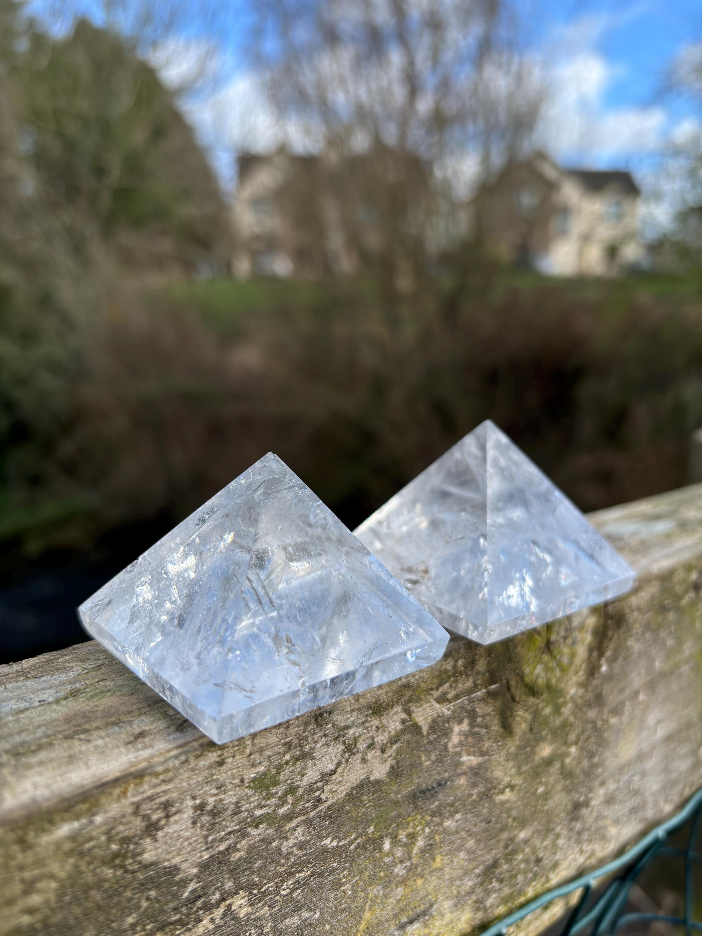 Natural Quartz Crystal Pyramid | Energy Amplifier Stone | Sacred Geometry Decor | Meditation & Healing Crystal