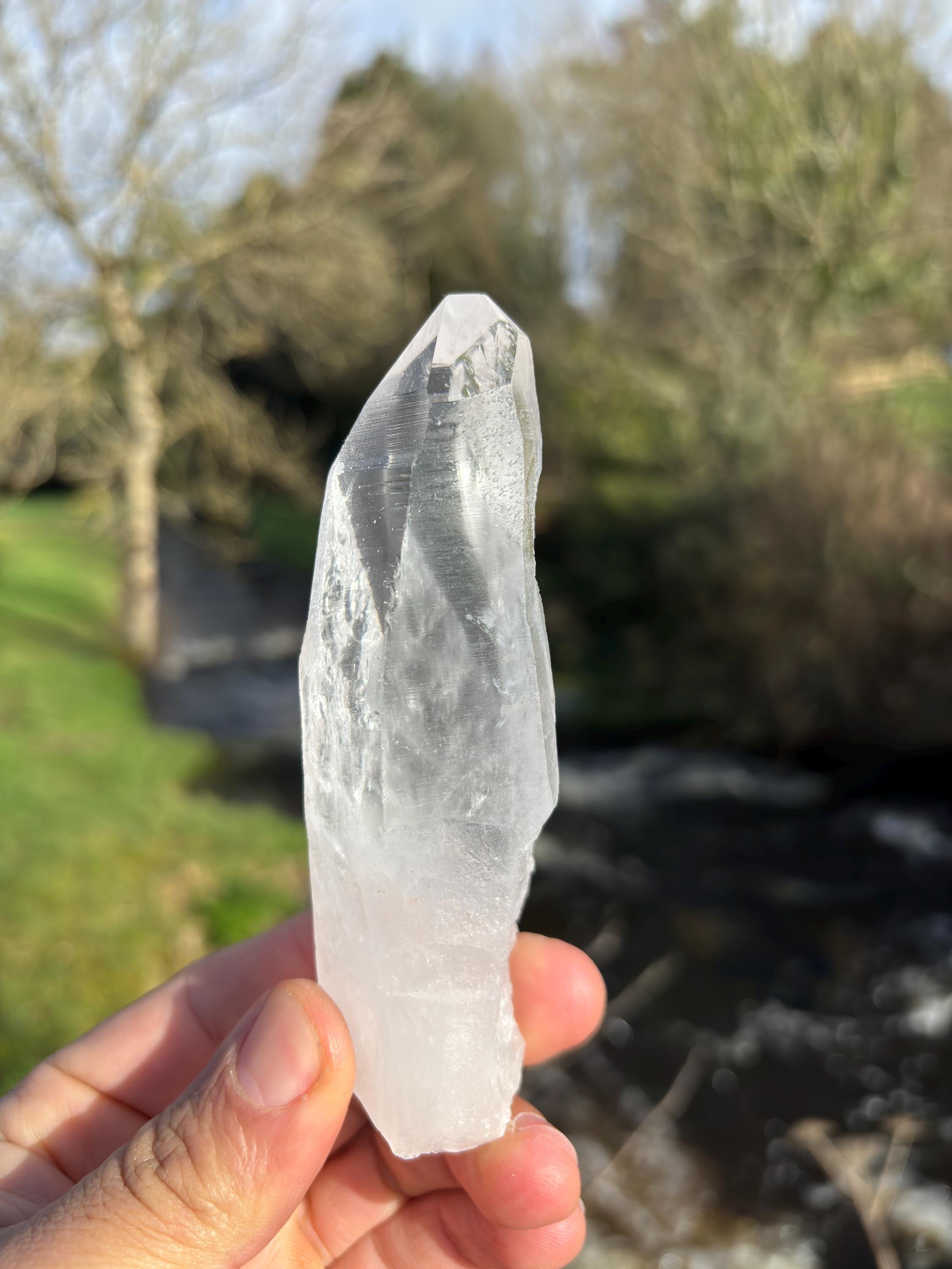 Natural Lemurian Quartz Point | Raw Crystal with Striations | Healing Stone for Meditation | High Vibration Crystal | Mineral Specimen