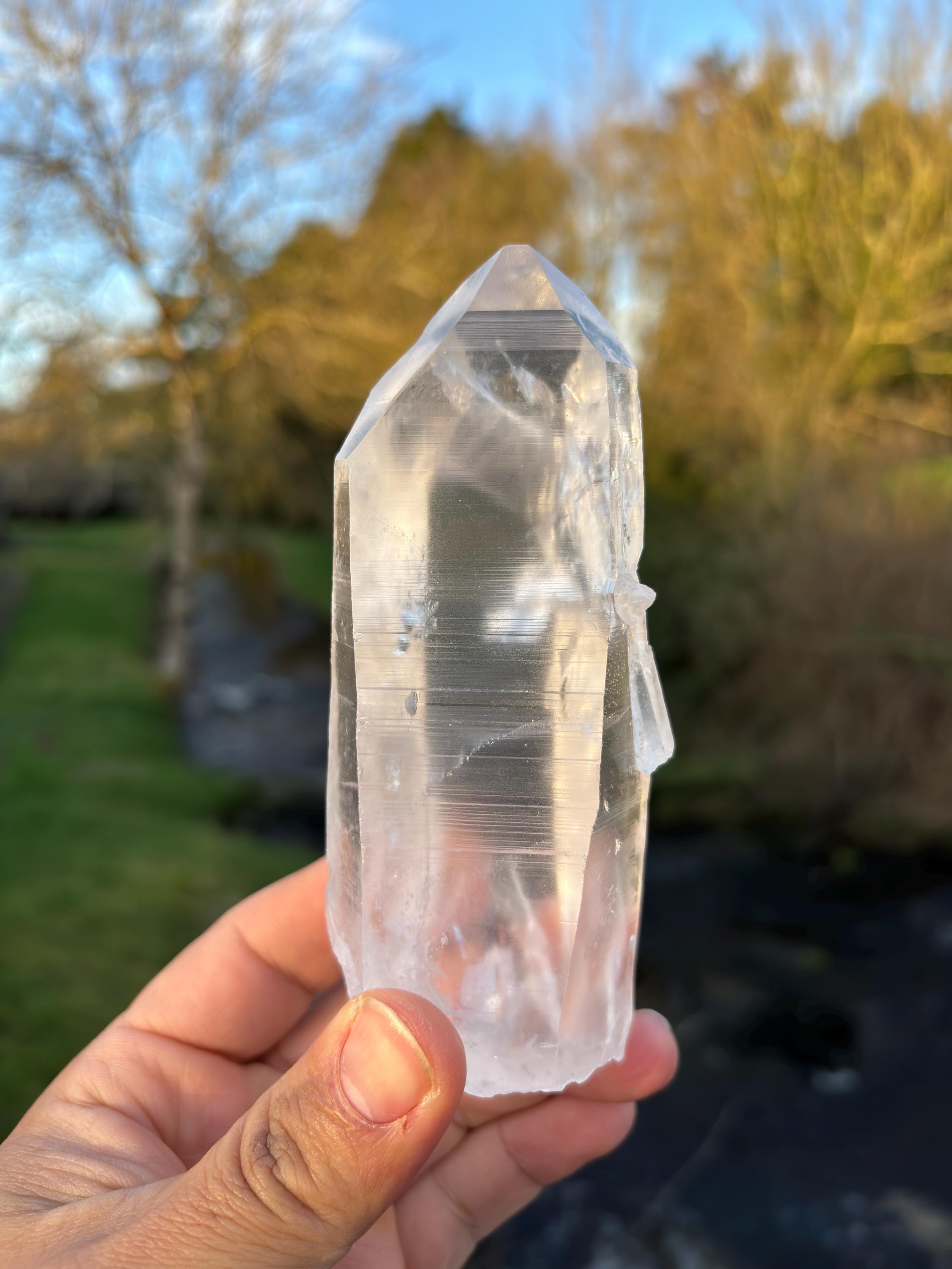 Natural Lemurian Quartz Point | Extra Clear Brazilian Crystal | High Transparency | Raw Collector Specimen | Healing Stone