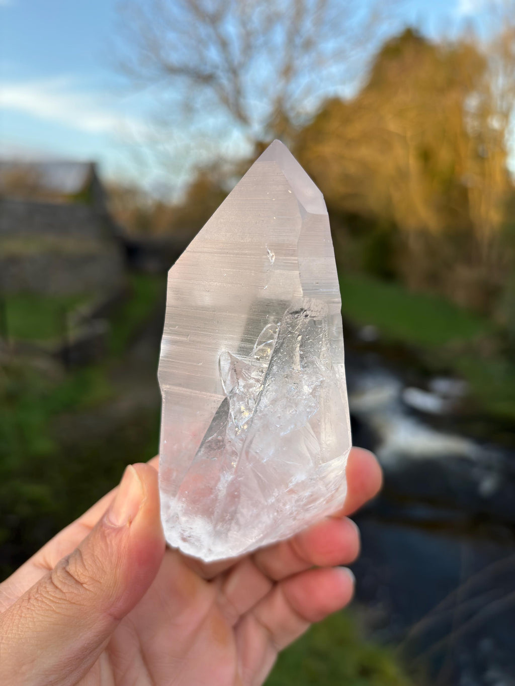 Natural Lemurian Quartz Point | Extra Clear Brazilian Crystal | High Transparency | Raw Collector Specimen | Healing Stone