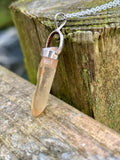 Tangerine Quartz Pendant 925 Silver | Natural Brazilian Crystal Necklace | Sacral Chakra Stone | Healing Jewelry