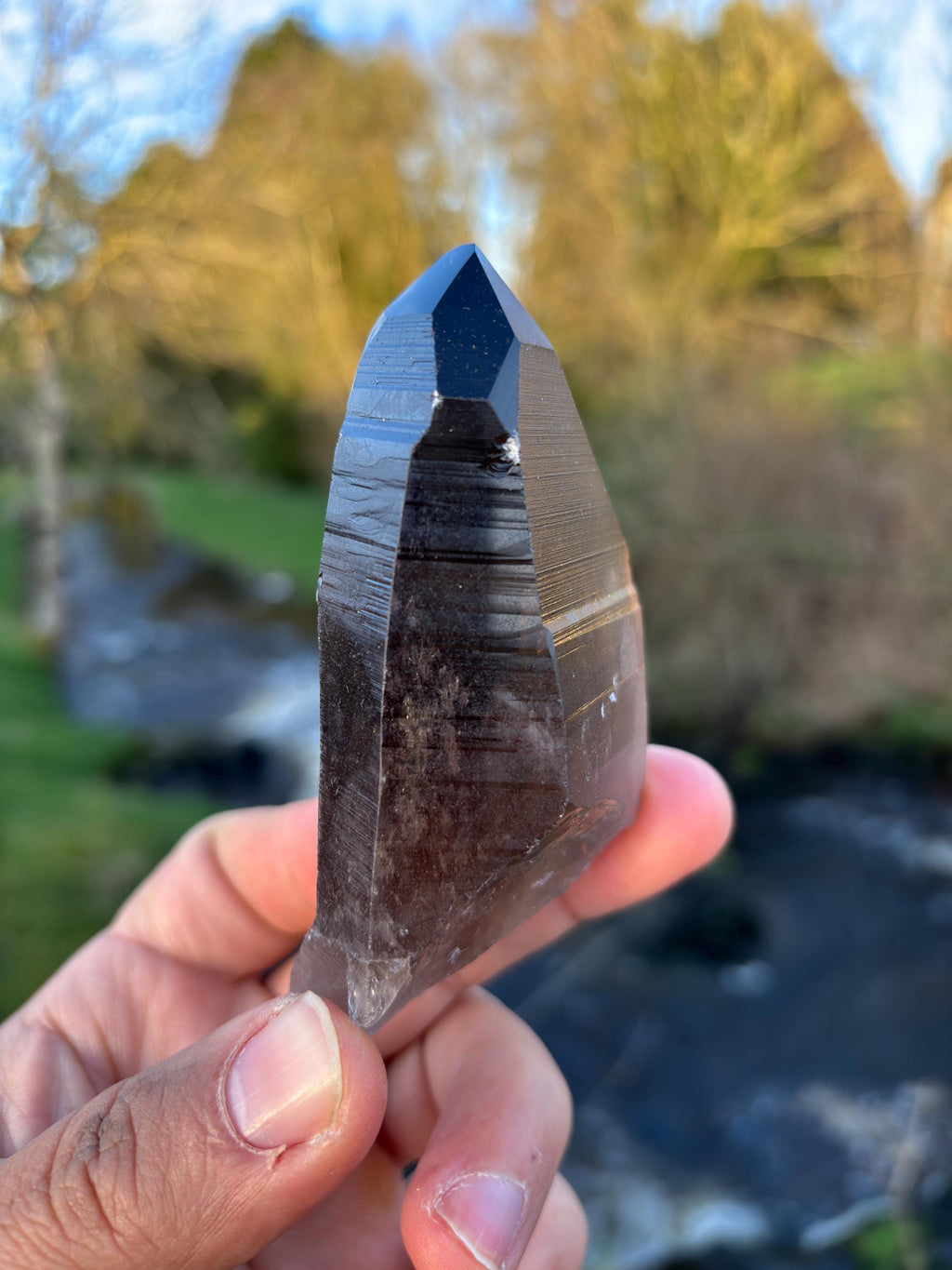 Smoky Lemurian Quartz Point | Natural Brazilian Crystal | Grounding Protection Stone | Raw Collector Specimen